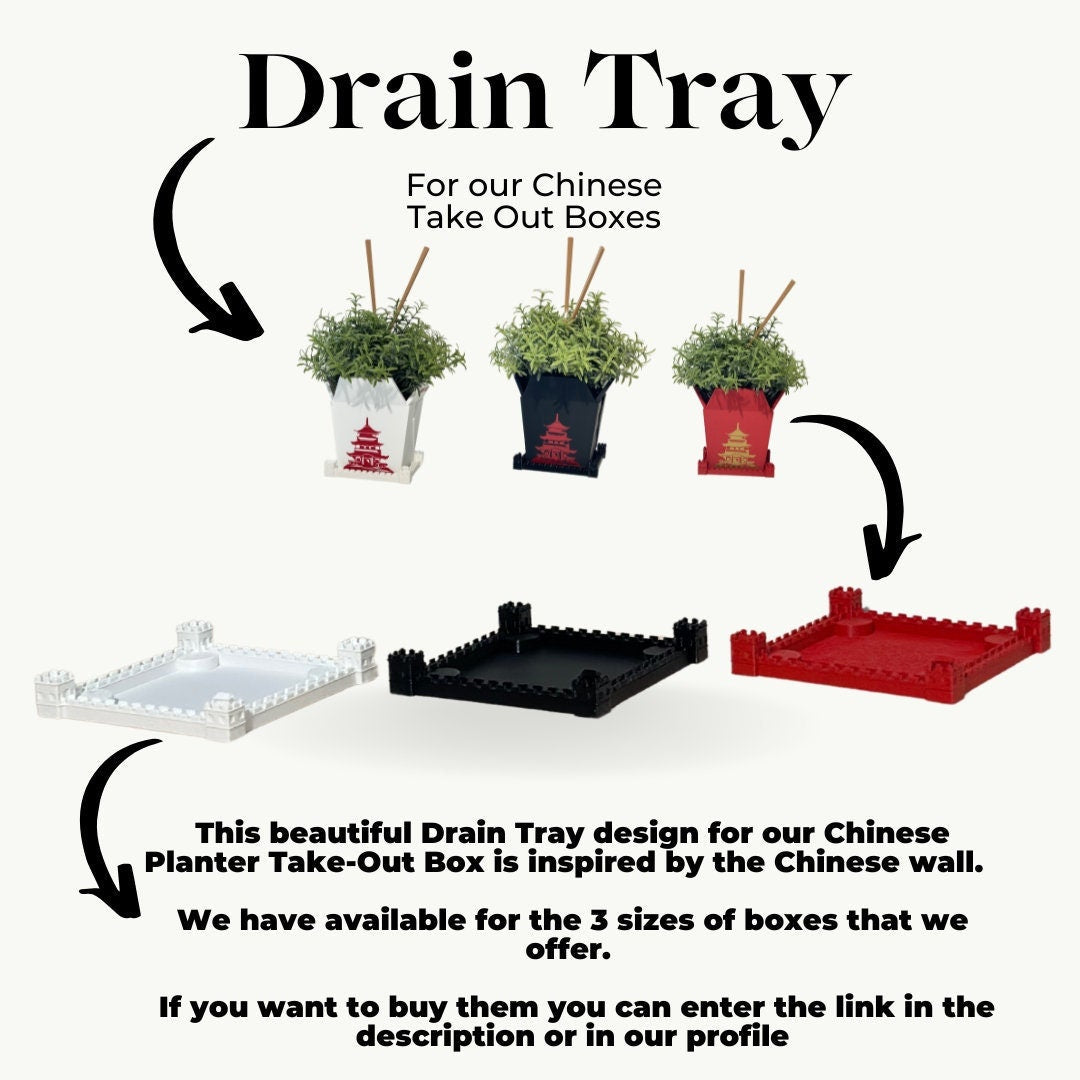 3D Printed Drainage Trays for Chinese Planter Takeout Boxes, Unique Indoor and outdoor Pots