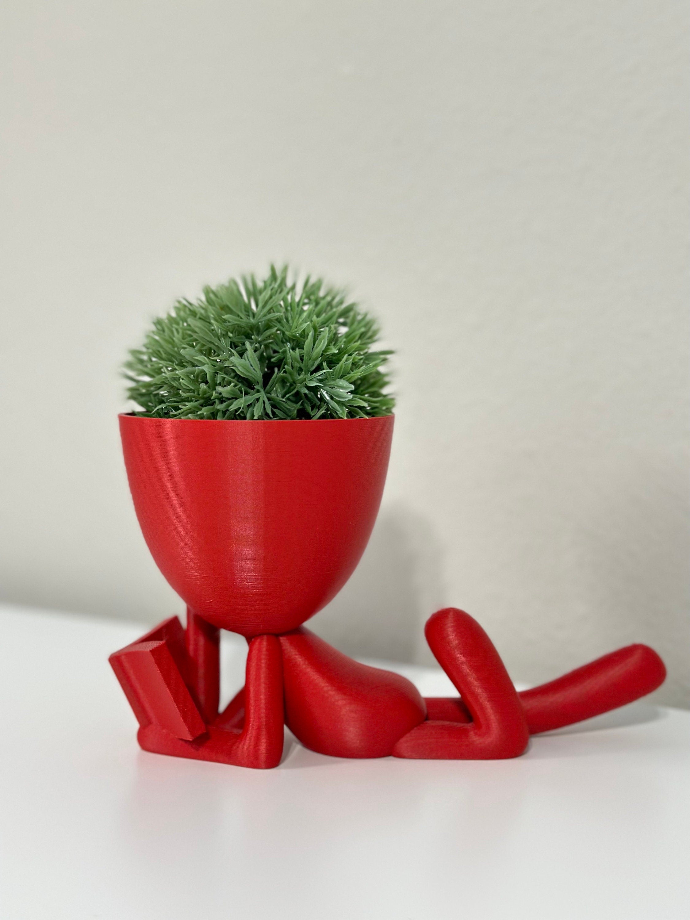 Planter Book Reader, People Planter - Small Plant Pot - 3d Printed Planter | Plant Stand | Book Nook
