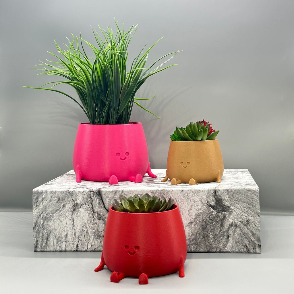 Happy Face Planter, Smiling Plant Pot, Kawaii Cute cute plant pot - Face Planters - Smiling Face Planter - Sitting Flower Pot