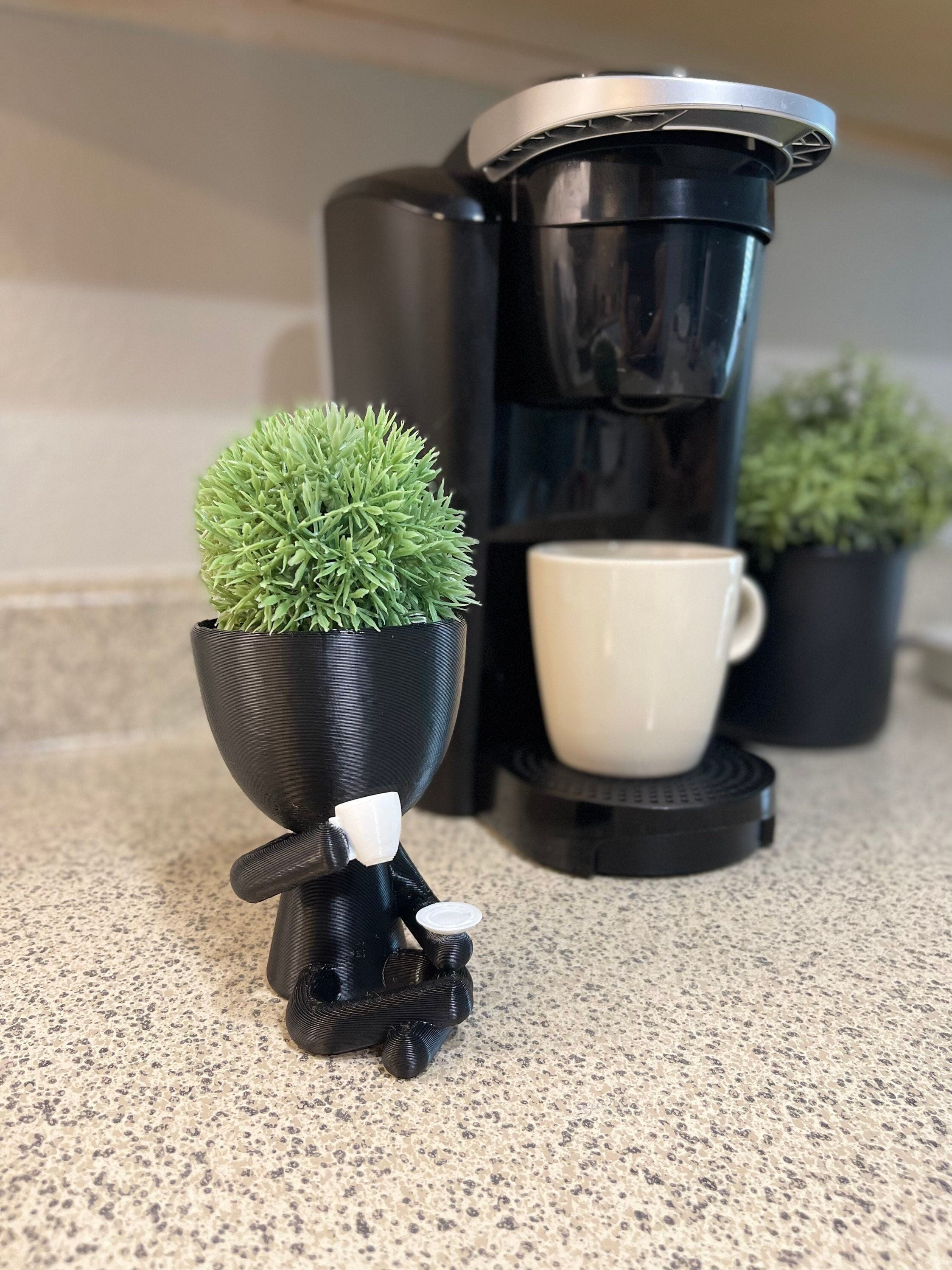 Coffee Love Planter - Cute Coffee Bar Decor - Coffee Shop Display - Indoor Plant Pot with Drainage - Gift for Coffee Lovers Accessories
