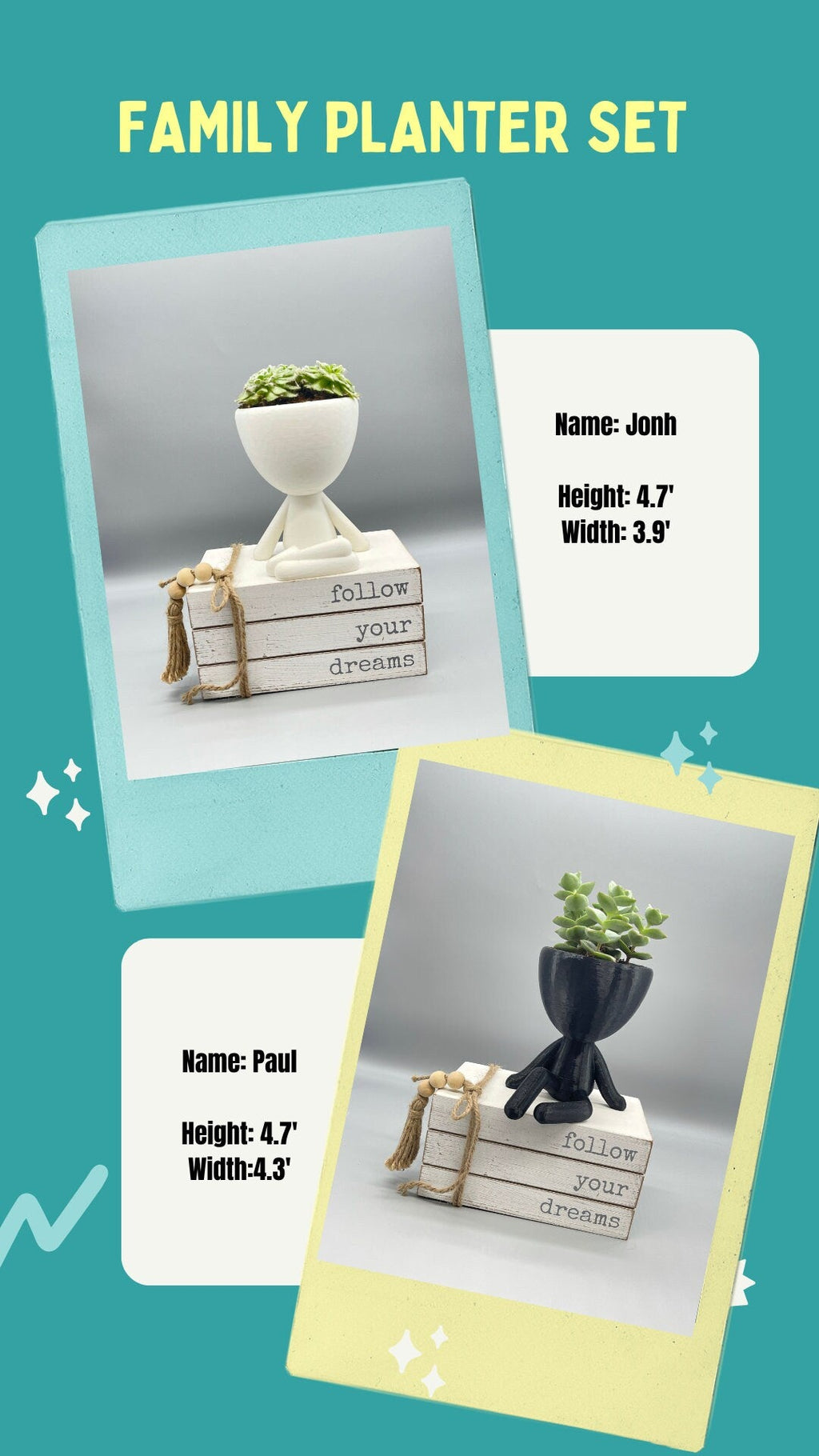 Person Planters - Plant Pot Robert - Zen Planter - cute planters - happy pot - 3d printed planter - plant lovers gift - Succulent Planter