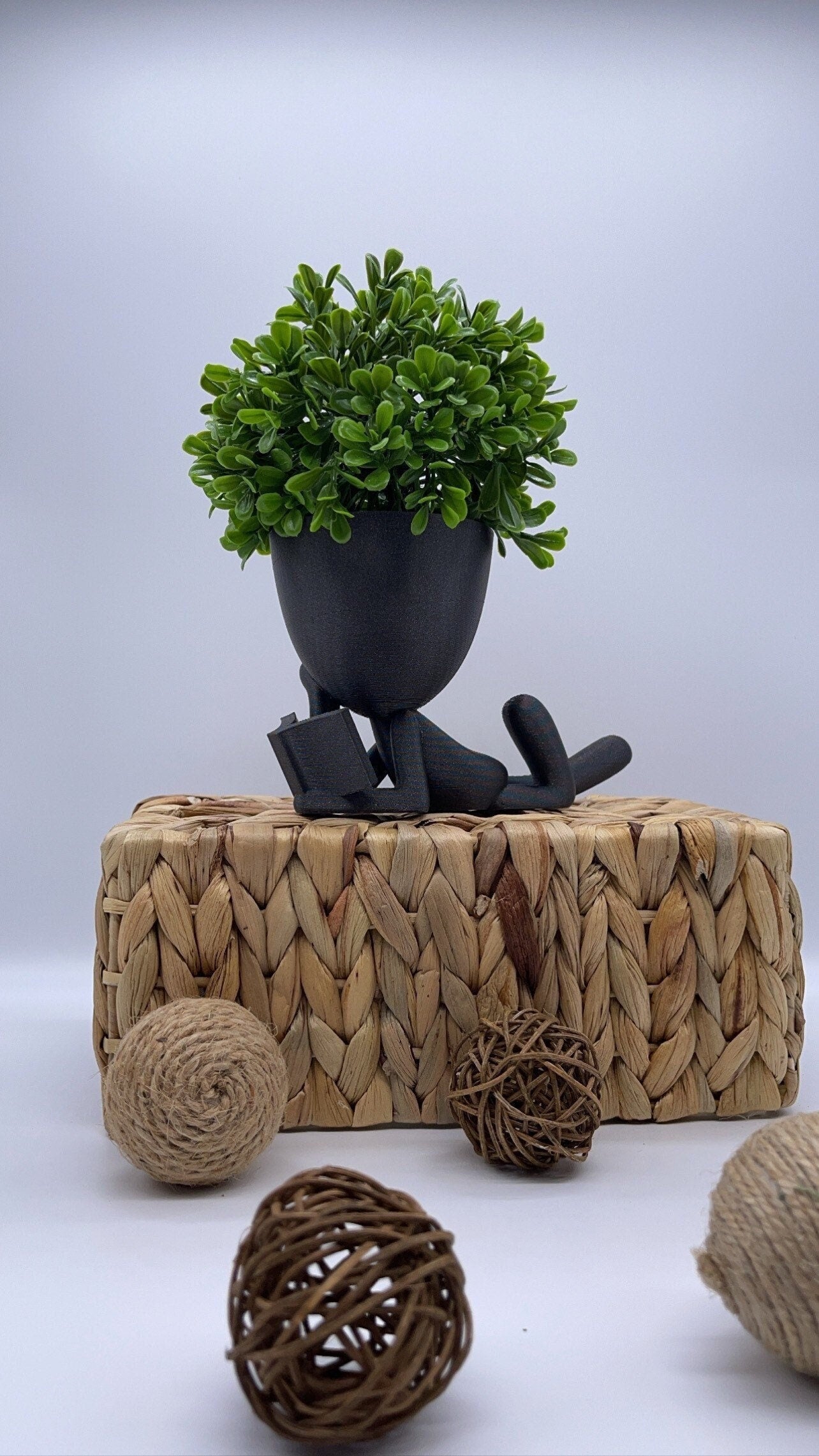 Planter Book Reader, People Planter - Small Plant Pot - 3d Printed Planter | Plant Stand | Book Nook