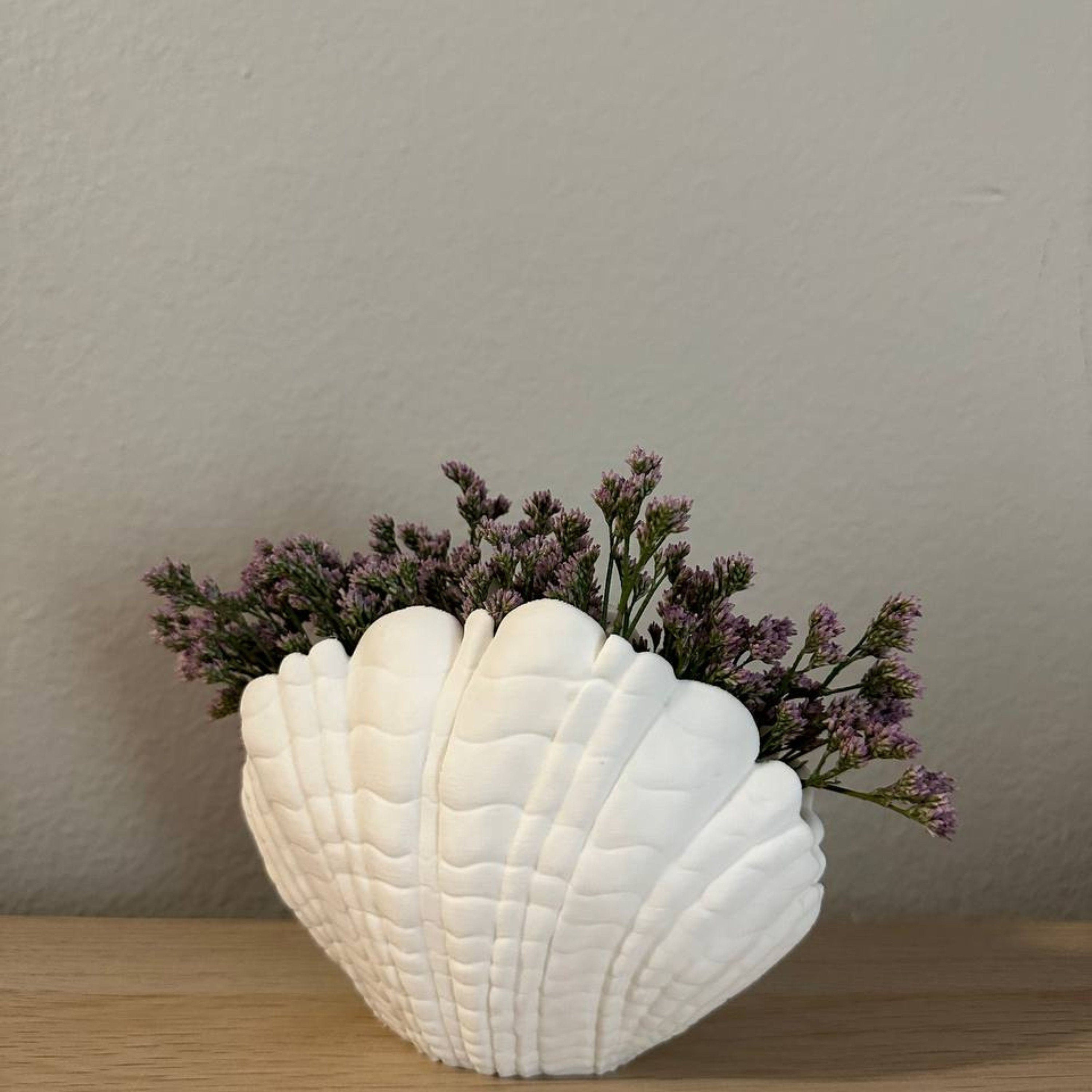 Shell Vase, seashell vase, flower vase, beach decor, Oyster vase Creative Shell 3D Printed Vase, Flower Pot Home Decoration