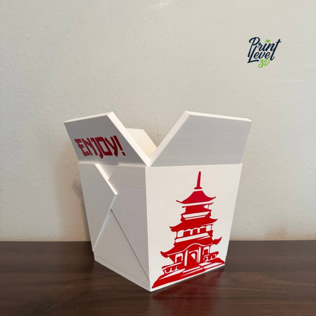 Full Set Chinese Planter Take-Out Box Large with Drainage Tray - FREE TWO CHOPSTICKS - Chinese Take out Planter Pot - 3D printed planter