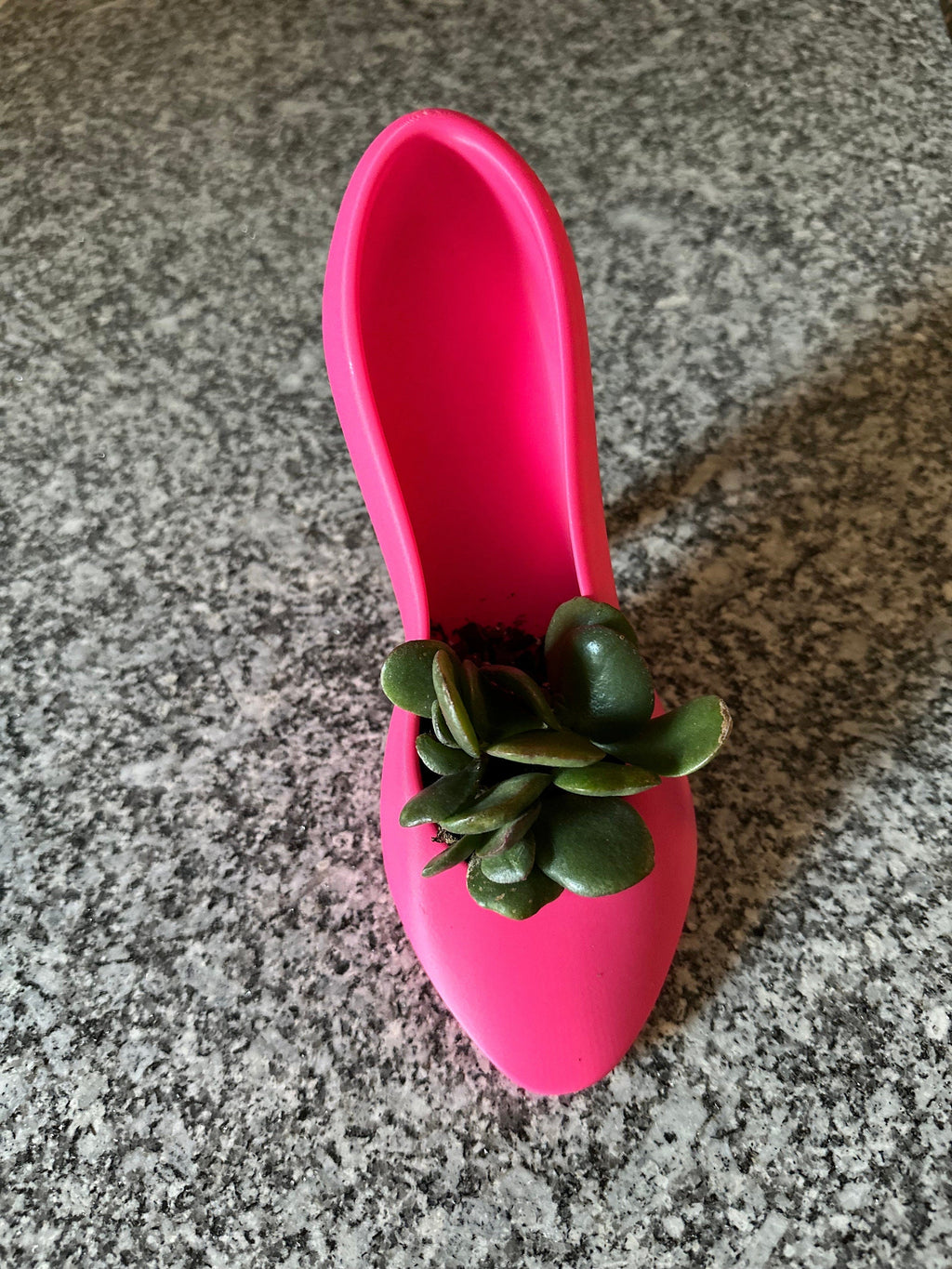 High Heeled Planter Pot for Small Plants, Air Plant, whit Drainage hole, Pink Decor