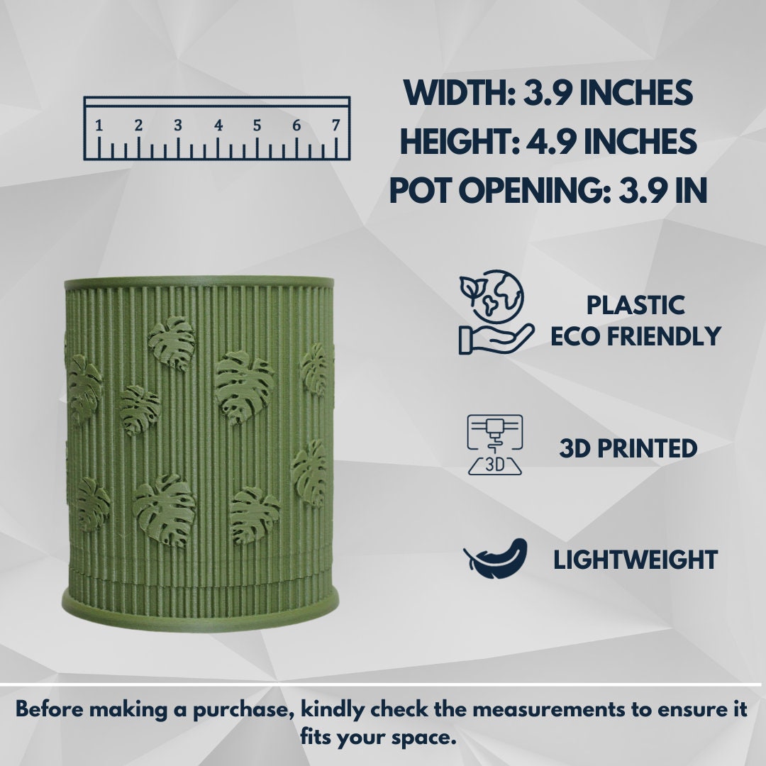 Starter Planter pot Monstera whit drain tray, 3D printed planter, plant lovers gift, valentine home decor