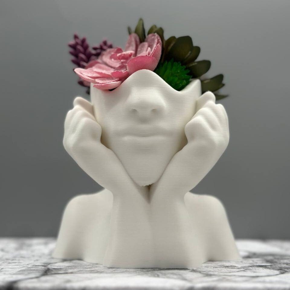 Women face planter pot home decor, Head Planter pot, Preppy Room Decor, coquette room decor 3D printed planter
