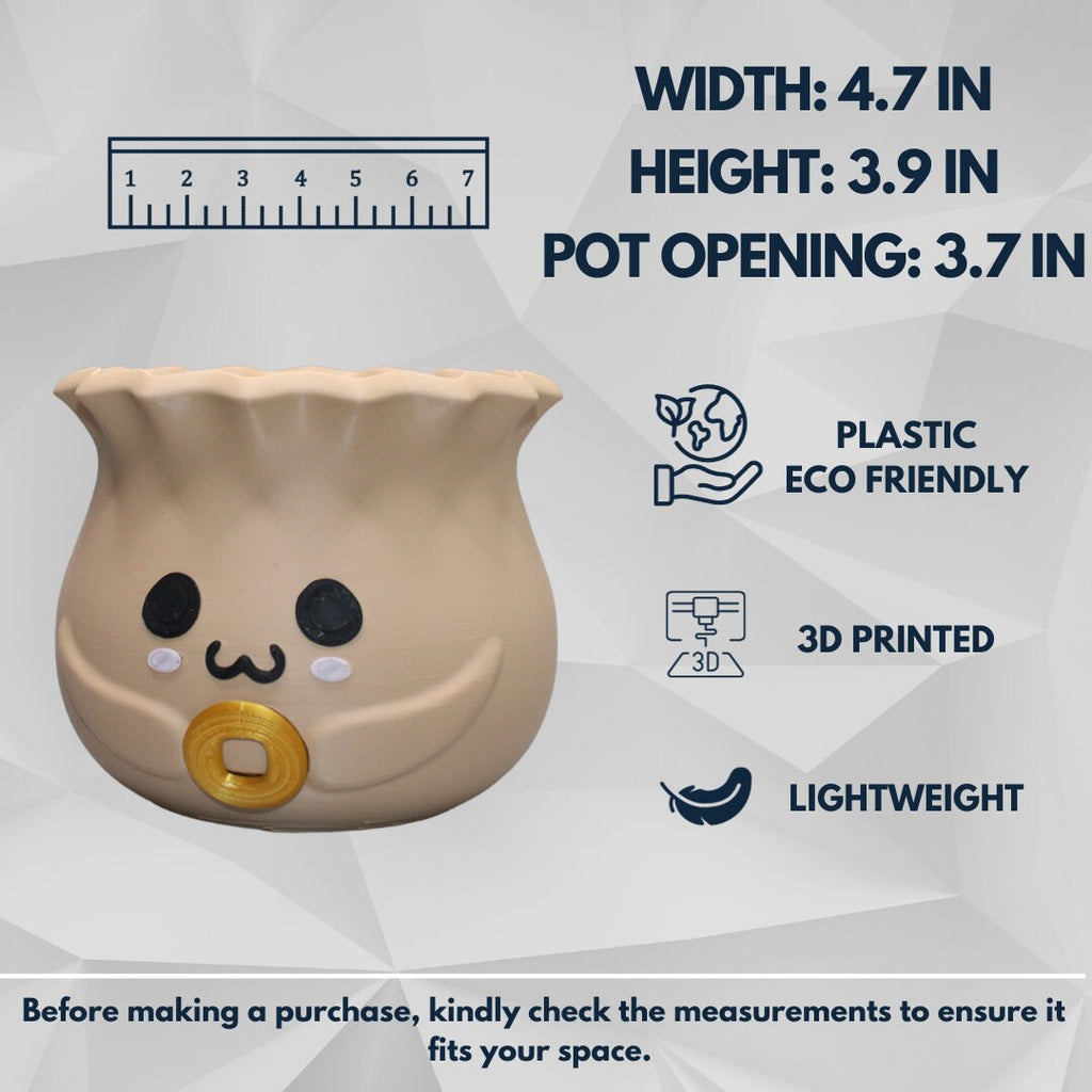 kawaii Bao Bun planter pot with drainage, plant lovers gift, pot Smiling Plant Pot, Kawaii Cute plant pot , Smiling Face Planter