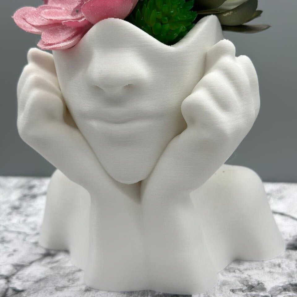 Women face planter pot home decor, Head Planter pot, Preppy Room Decor, coquette room decor 3D printed planter