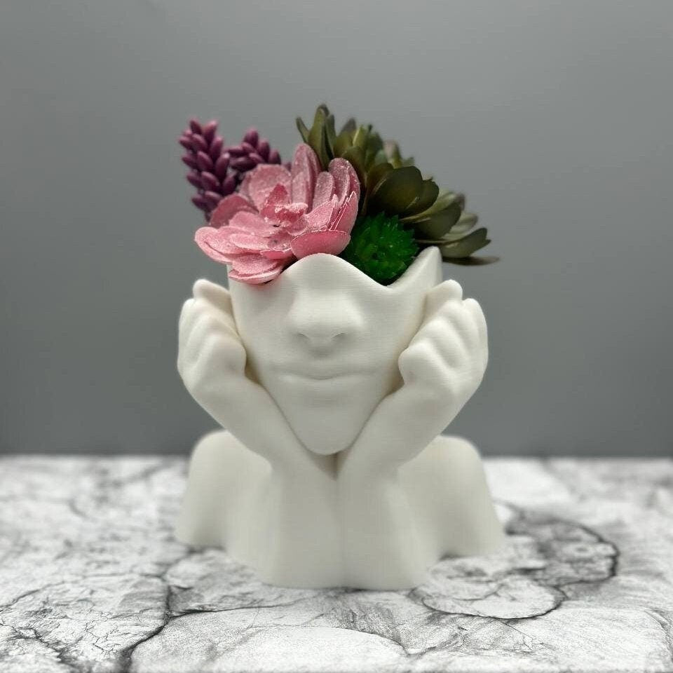 Women face planter pot home decor, Head Planter pot, Preppy Room Decor, coquette room decor 3D printed planter