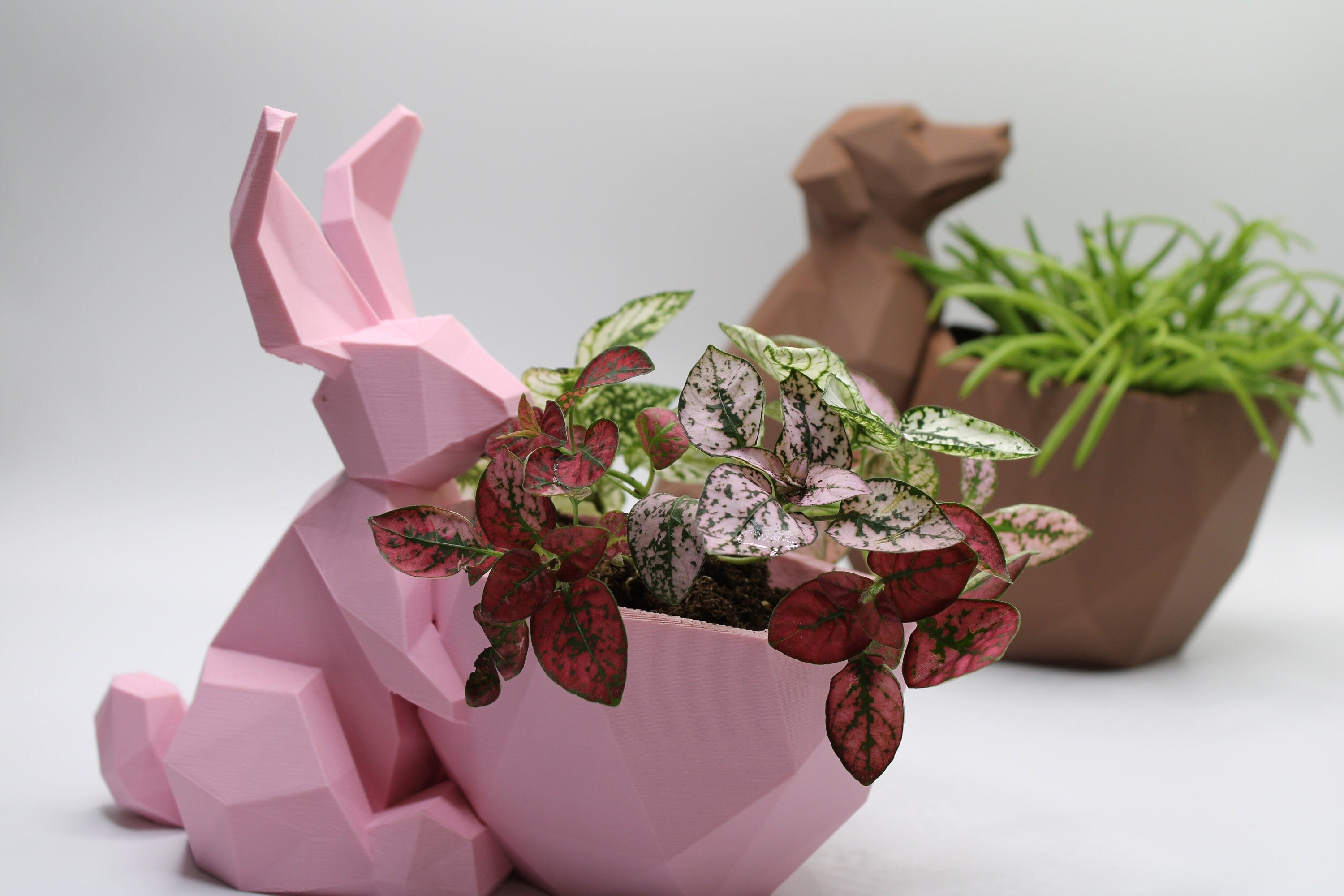 Polygonal shelter Bunny Planter - Rabbit Planter Pot Easter Decor - Easter Planter - 3D Printed Planter