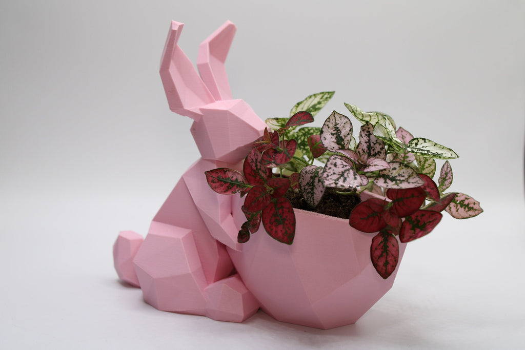 Polygonal shelter Bunny Planter - Rabbit Planter Pot Easter Decor - Easter Planter - 3D Printed Planter
