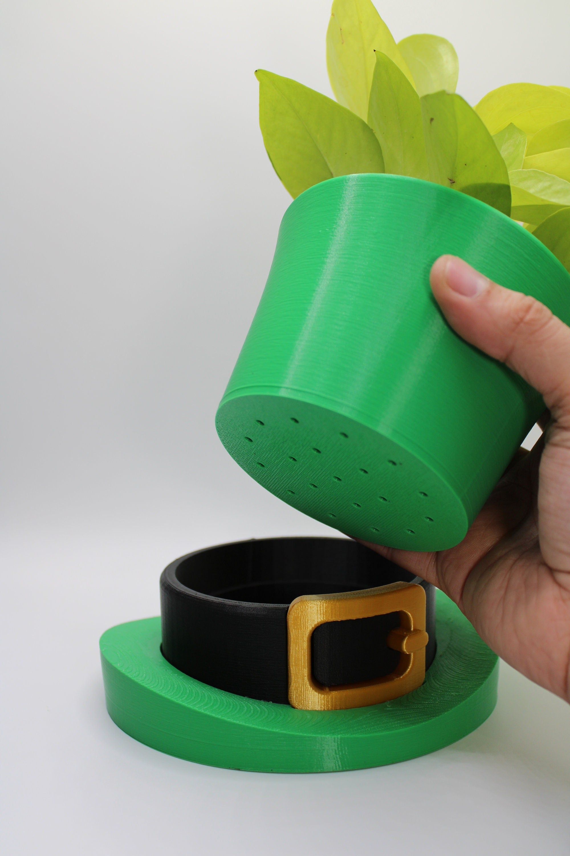 Saint Patrick's Day Leprechaun Hat 3D printed planter whit drain tray, planter pot indor custom planter