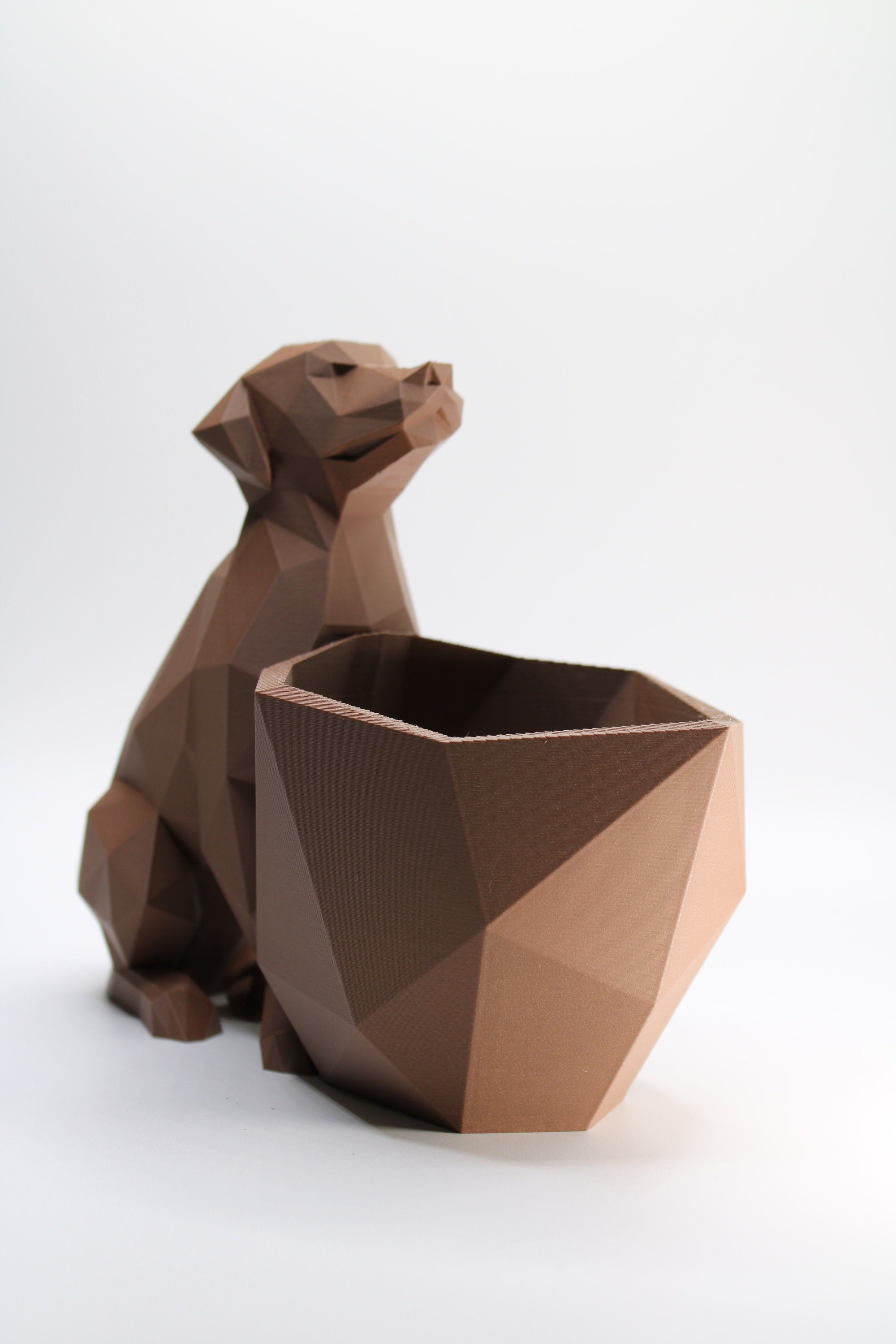 Paper planter pot Low Poly Polygonal Haven in the Form of an Dog - 3D Printed Planter with Drainage - Plant Lovers Gift - Indoor Planters