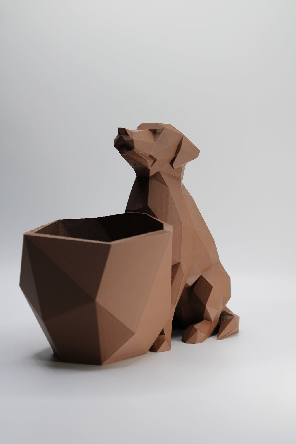 Paper planter pot Low Poly Polygonal Haven in the Form of an Dog - 3D Printed Planter with Drainage - Plant Lovers Gift - Indoor Planters