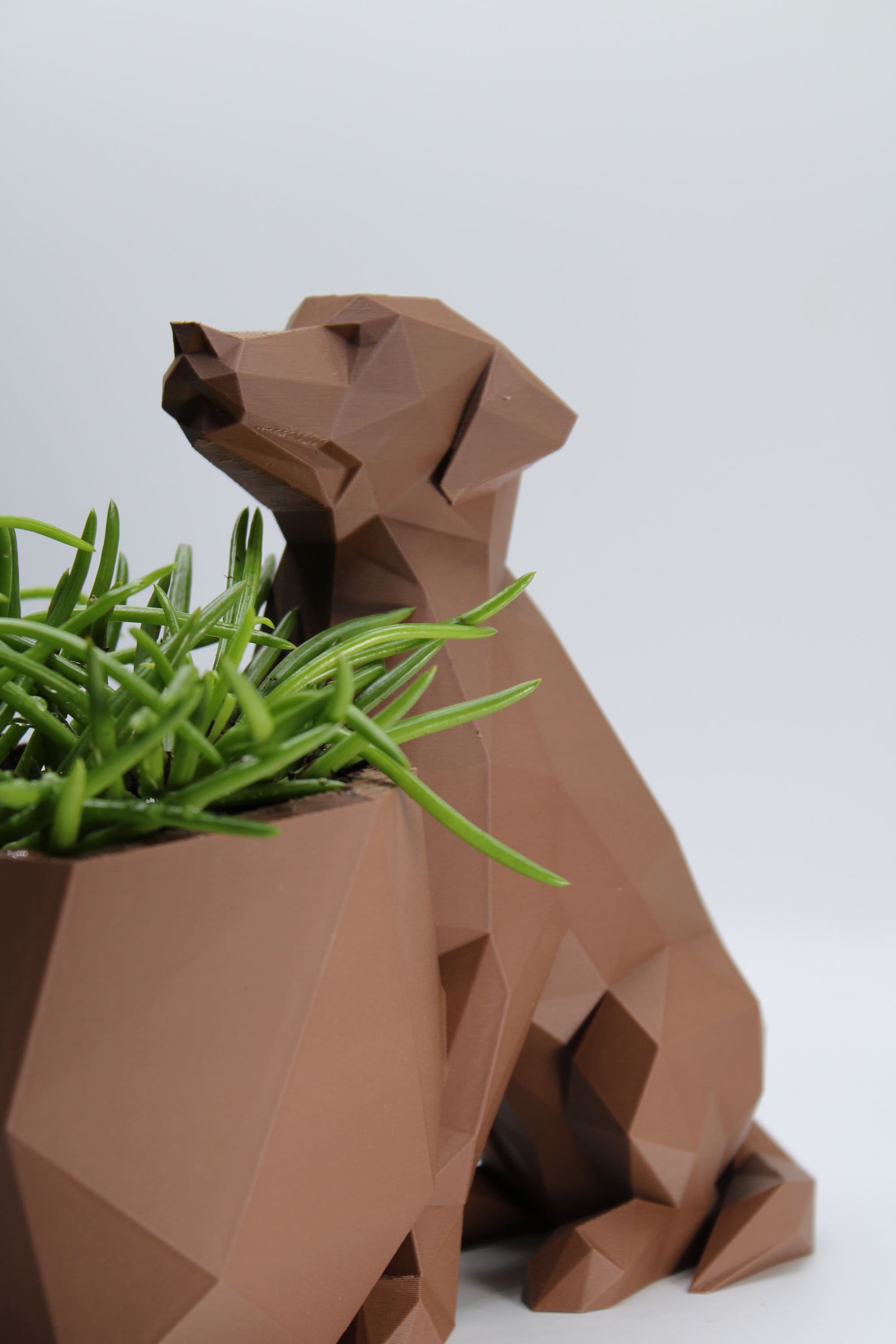 Paper planter pot Low Poly Polygonal Haven in the Form of an Dog - 3D Printed Planter with Drainage - Plant Lovers Gift - Indoor Planters