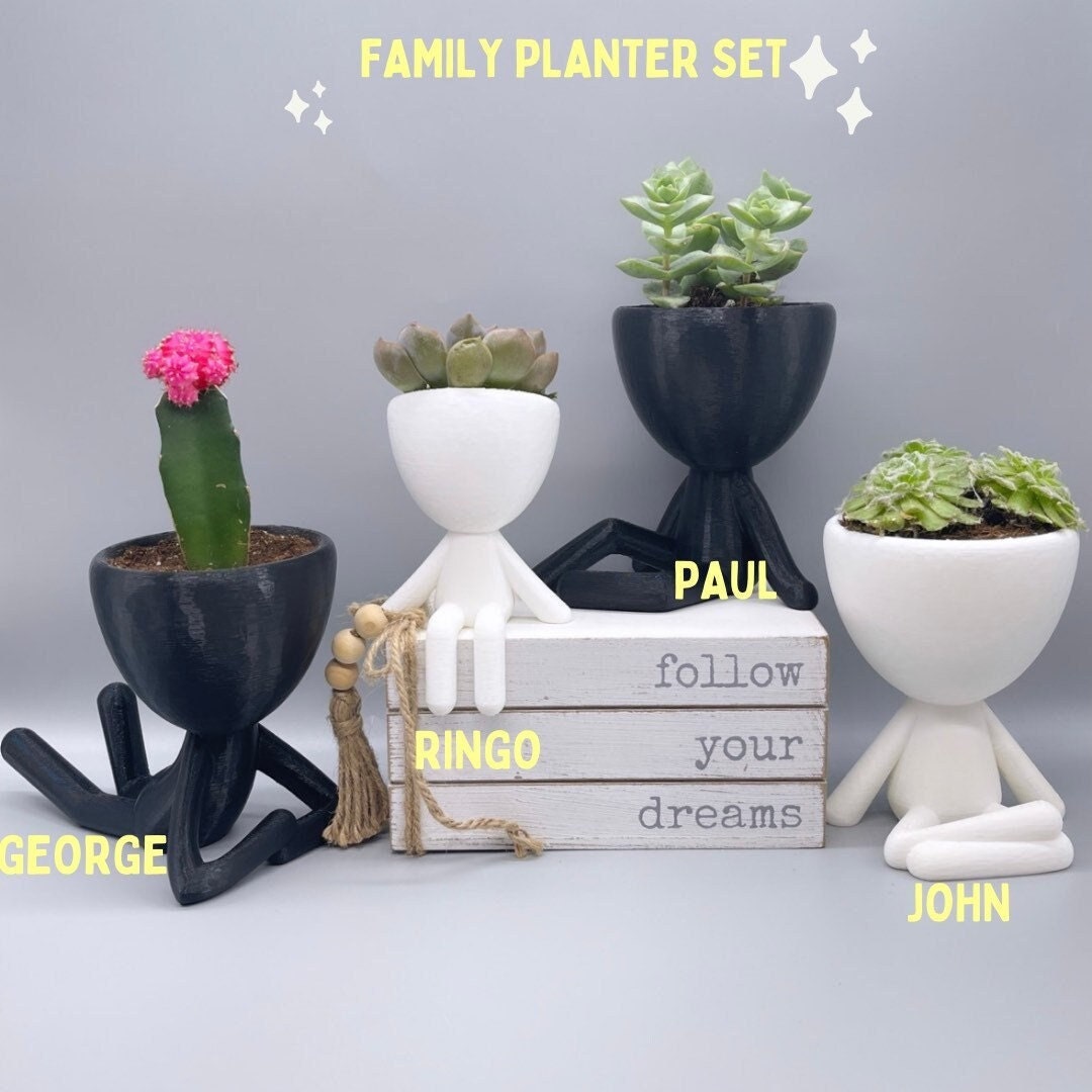 Robert the Cute Planter Set - Unique Succulent Plant Pots for Zen Vibes - 3D Printed Planter