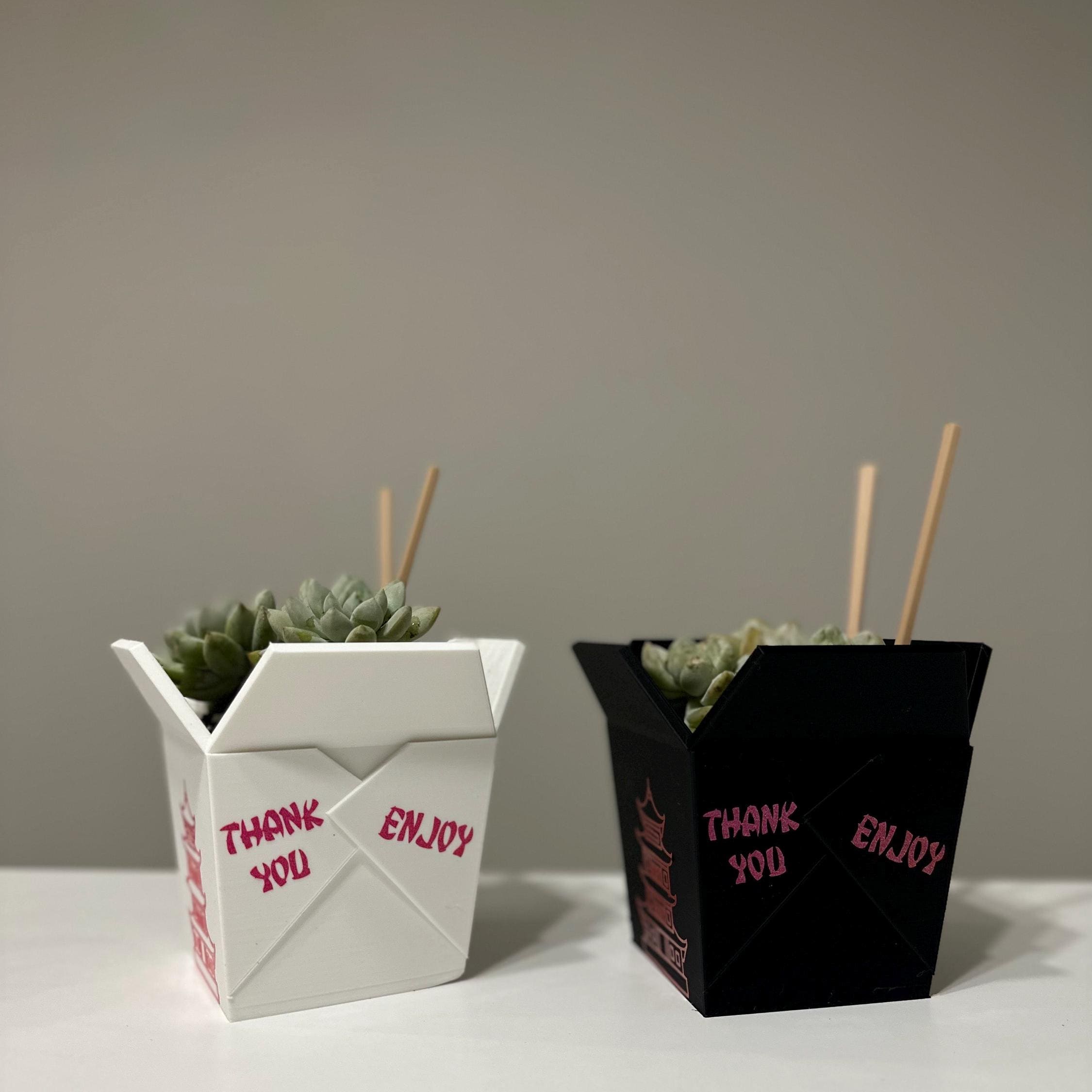 Chinese Planter Take-Out Box - FREE TWO CHOPSTICKS - Chinese Take out Planter - takeout chinese - 3D printed planter