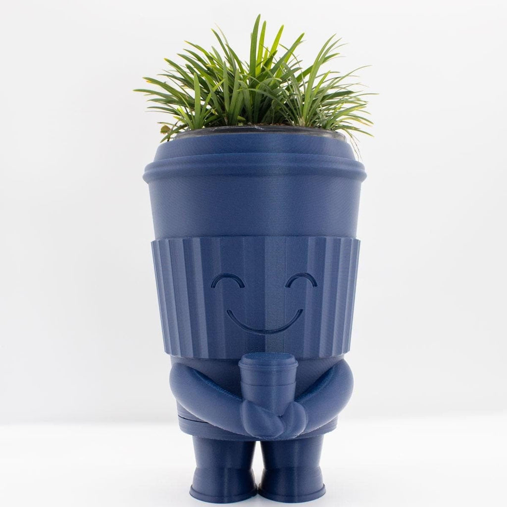 To-Go Coffee Cup planter pot coffe with Drainage tray - 3d planter pot - face planter pot - tall planter pot