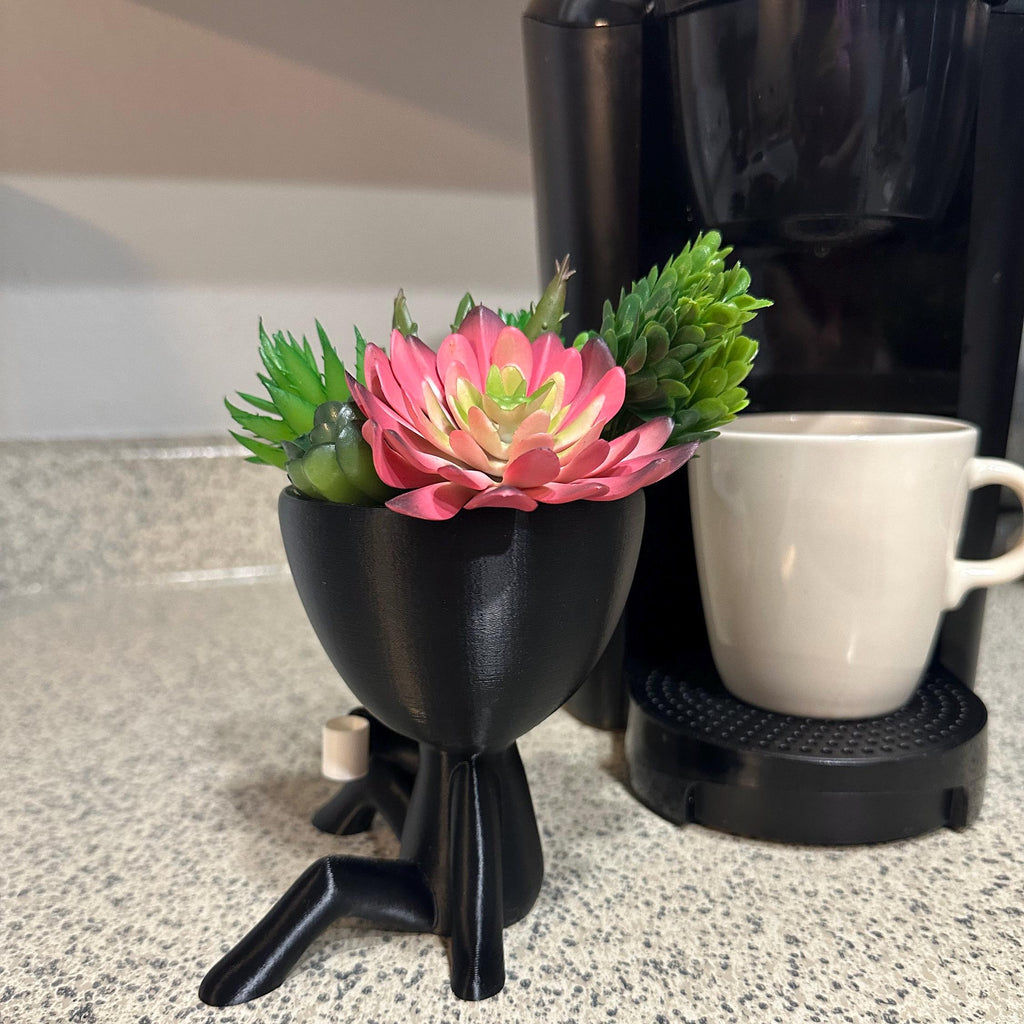 Unique 3D Printed Coffee People Planter with Drainage for Ideal Decor in Shops and Bars