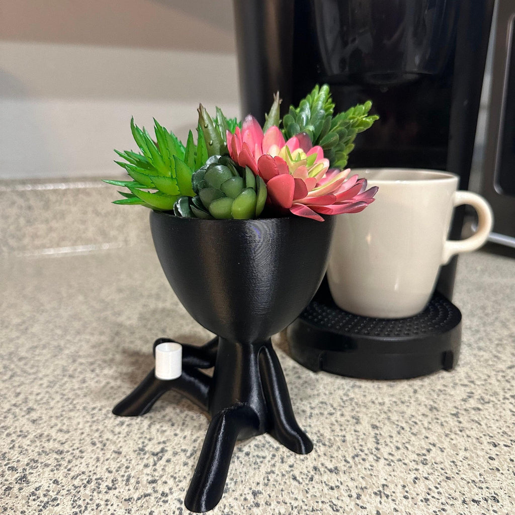 Unique 3D Printed Coffee People Planter with Drainage for Ideal Decor in Shops and Bars