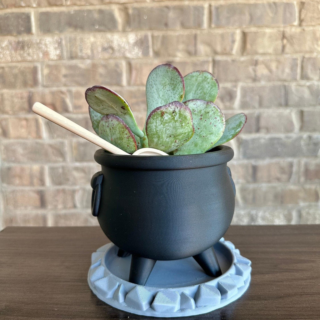 Witch Cauldron Planter Pots With Drainage - FREE SPOON and Drain Tray -  Home Decor - Hoco Pucus 3D printed planter - Halloween decor