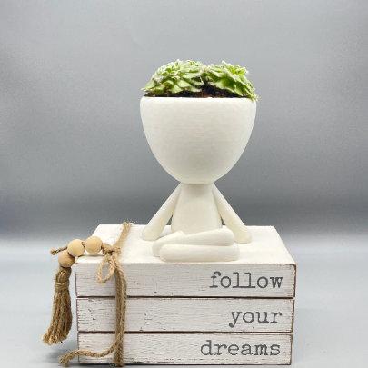 Person Planters - Plant Pot Robert - Zen Planter - cute planters - happy pot - 3d printed planter - plant lovers gift - Succulent Planter