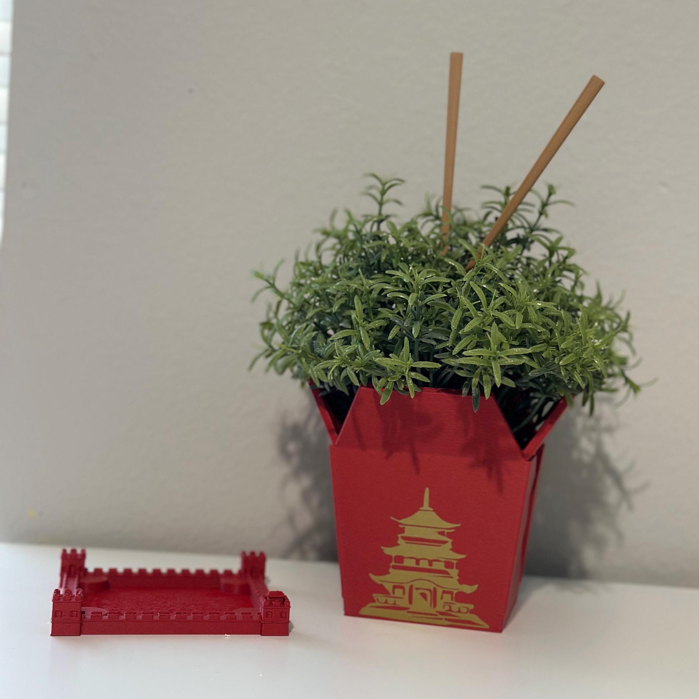3D Printed Drainage Trays for Chinese Planter Takeout Boxes, Unique Indoor and outdoor Pots