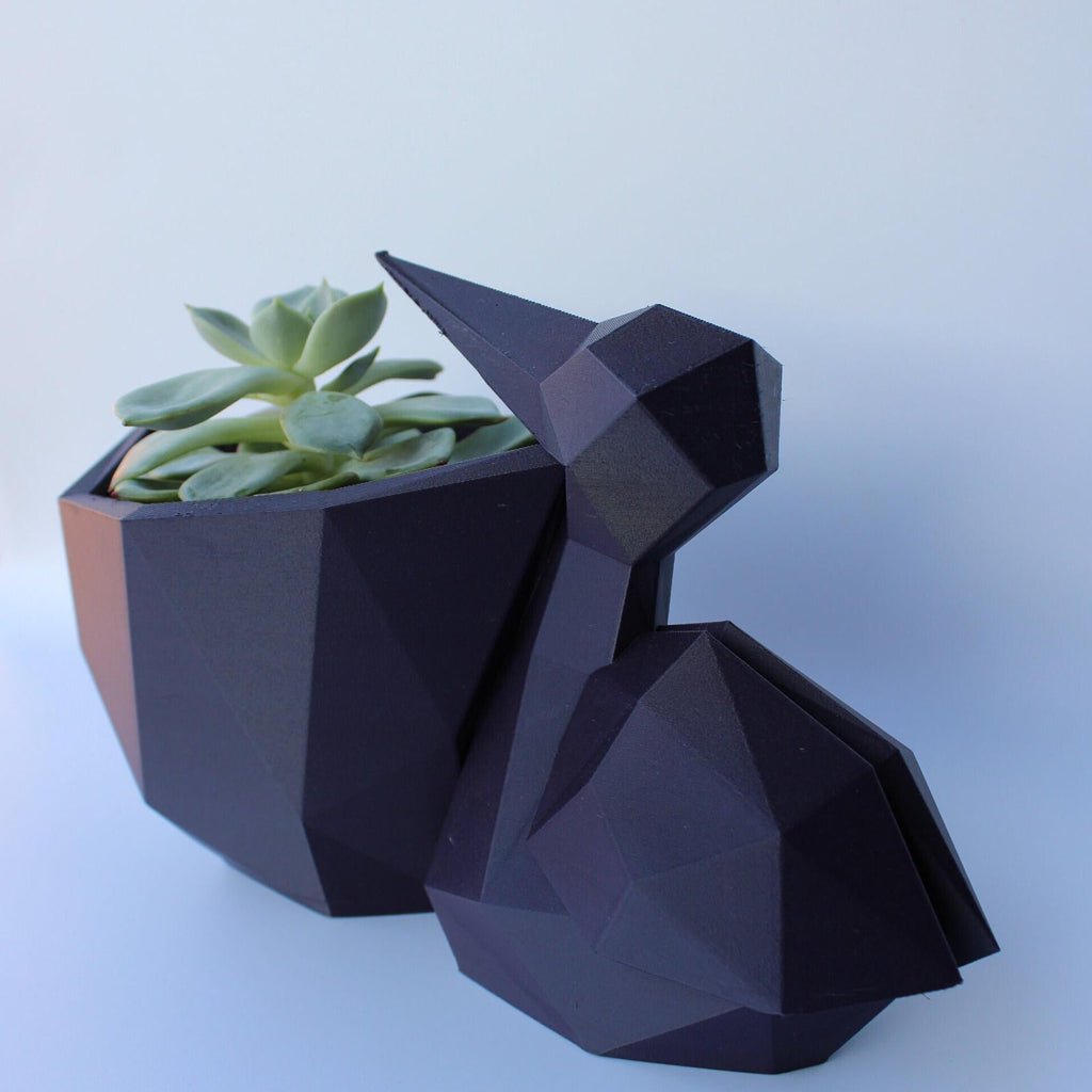 Polygonal Pelican Succulent Planter with Drainage - Cute Plant Pot for Indoor Plants - Stork - 3D Printed Planter - Plant Lovers Gift