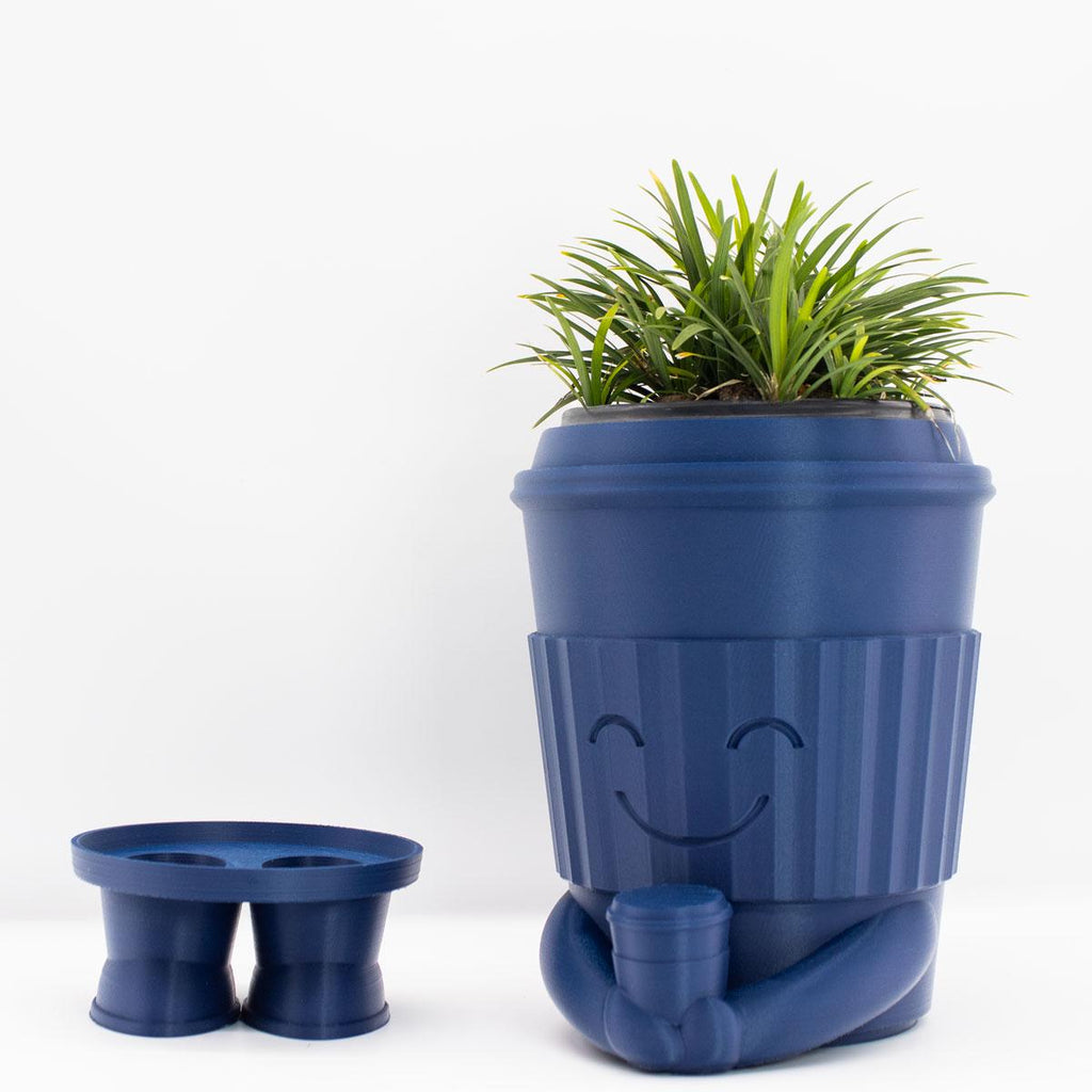 To-Go Coffee Cup planter pot coffe with Drainage tray - 3d planter pot - face planter pot - tall planter pot
