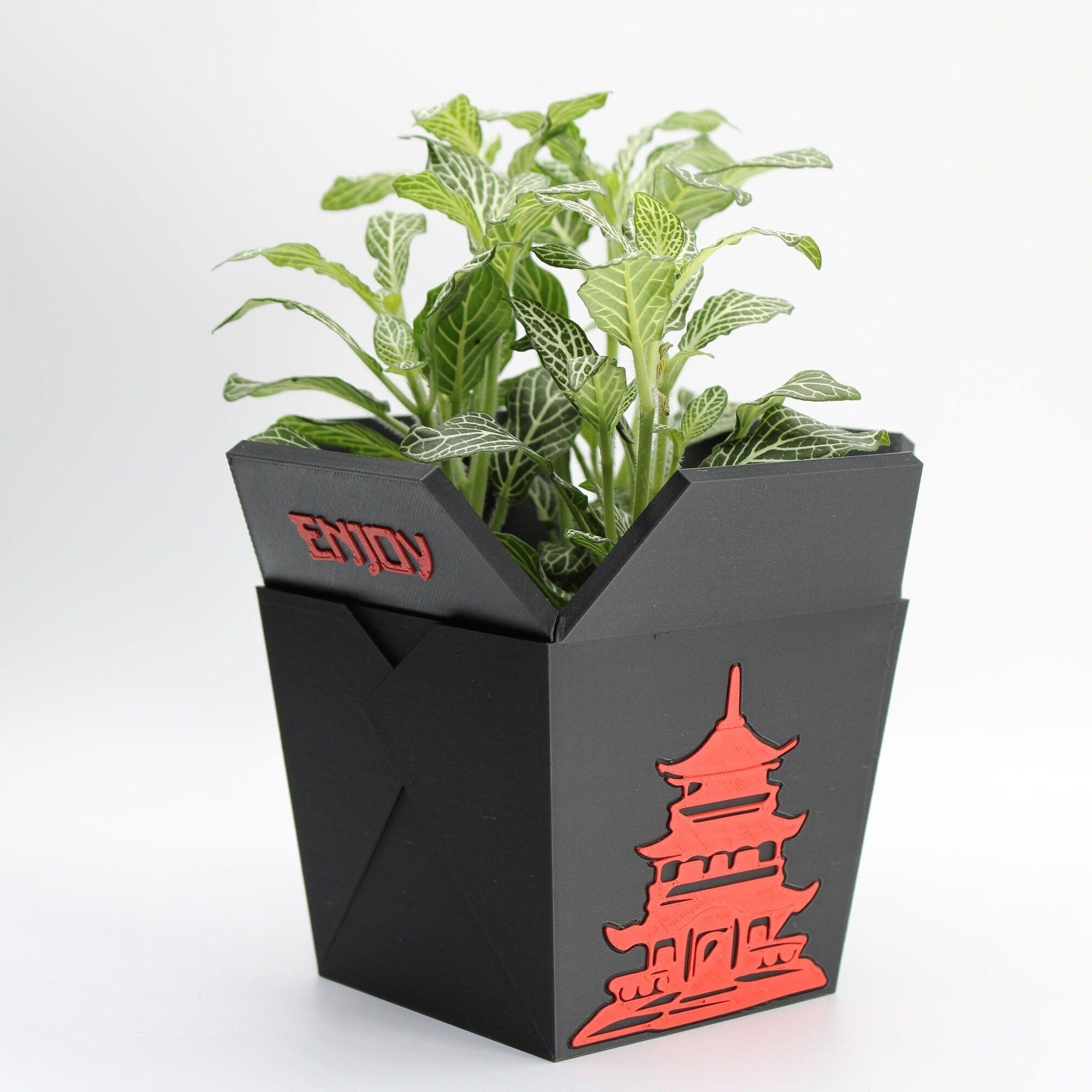 Chinese Planter Take-Out Box - NEW RELEASE - FREE Two Chopsticks - Chinese Take out Planter - 3D printed planter