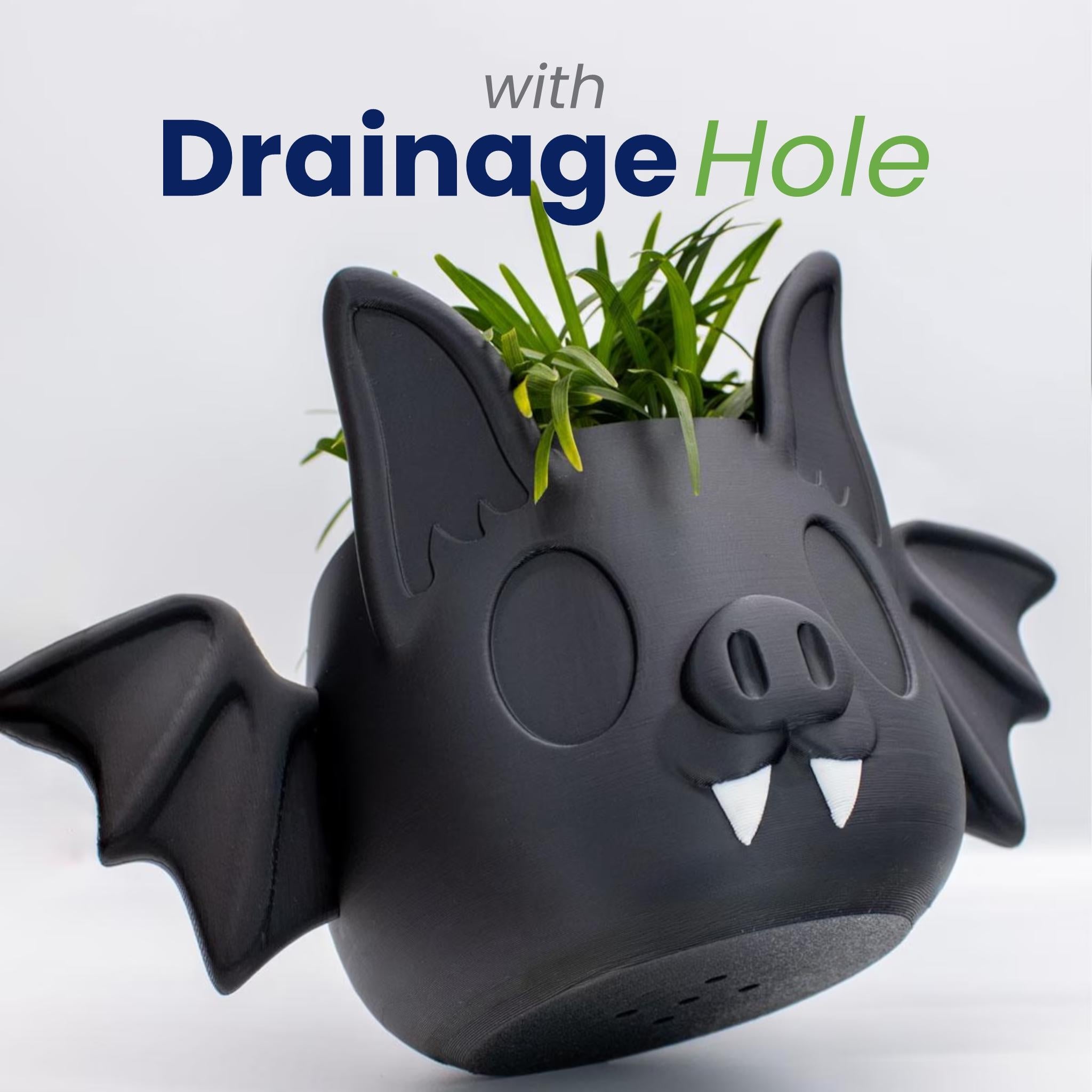 3D printed flying bat Halloween Decorations Indoor and outdoor Plant Pots, Planters for Gothic Home Decor, Flower Pot, Goth Pen Holder