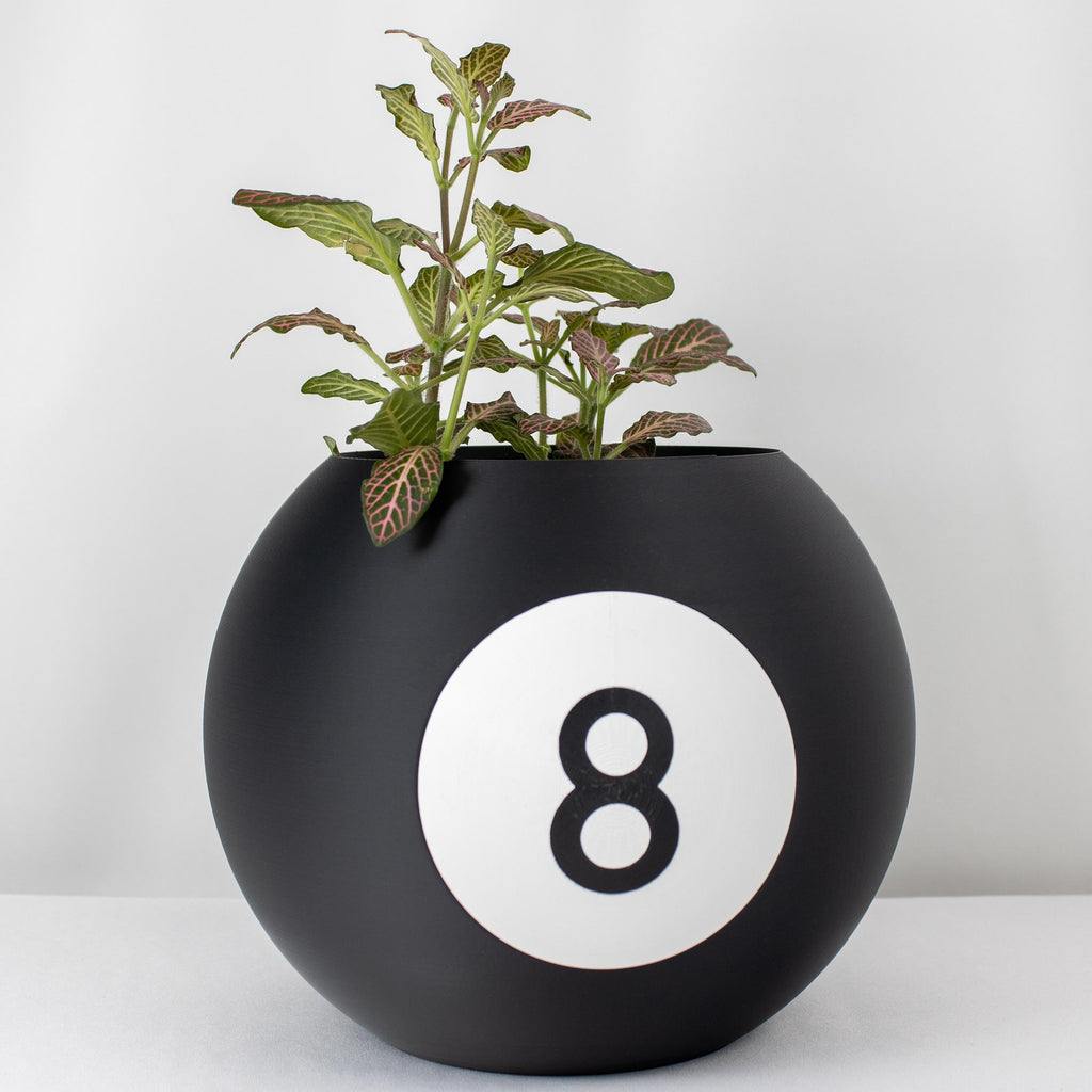 8-Ball Planter Pot with Drainage - Modern Decor for indooor - Gardening Enthusiasts -  Eco-Friendly -  Unique Plant Pot - Billiard Planter