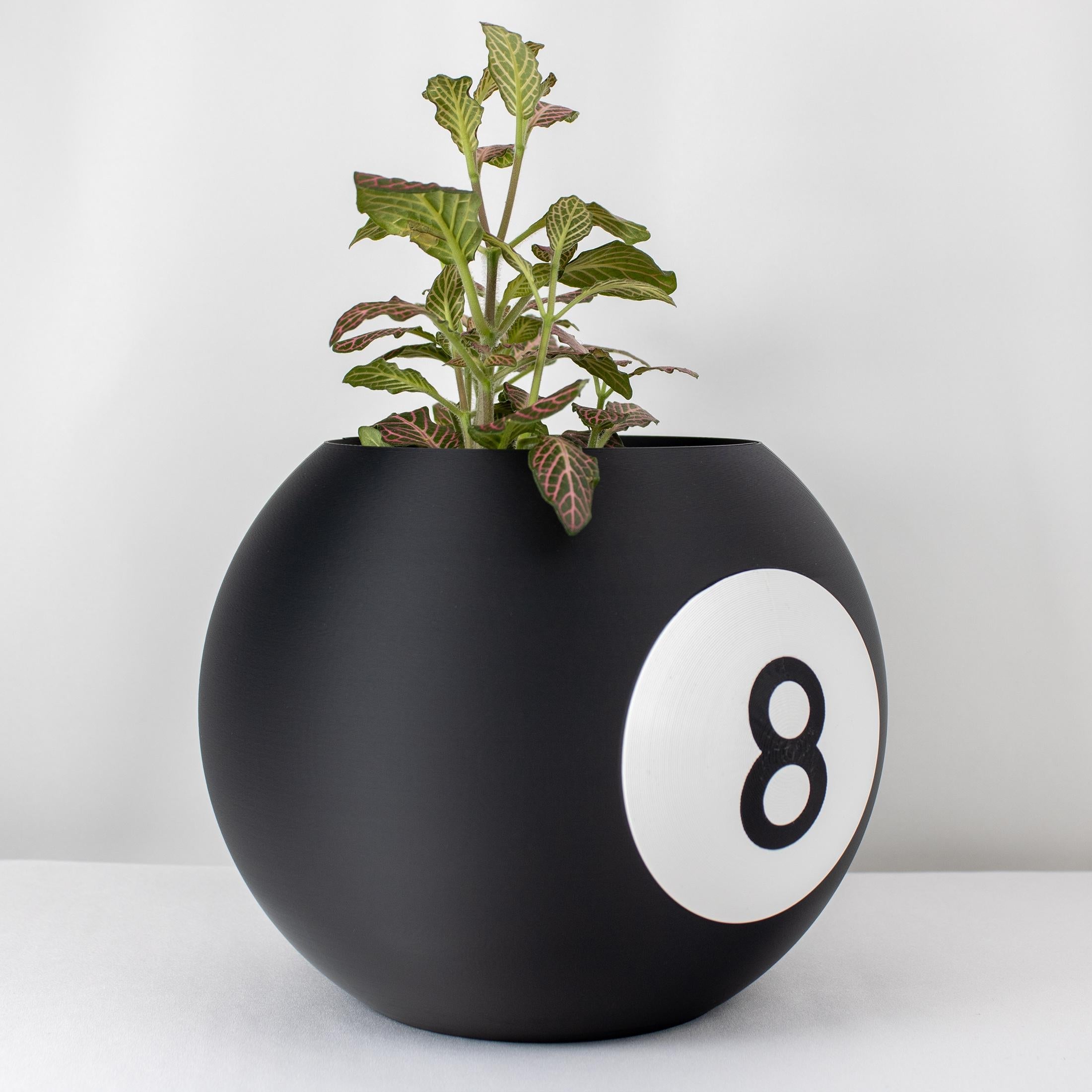 8-Ball Planter Pot with Drainage - Modern Decor for indooor - Gardening Enthusiasts -  Eco-Friendly -  Unique Plant Pot - Billiard Planter