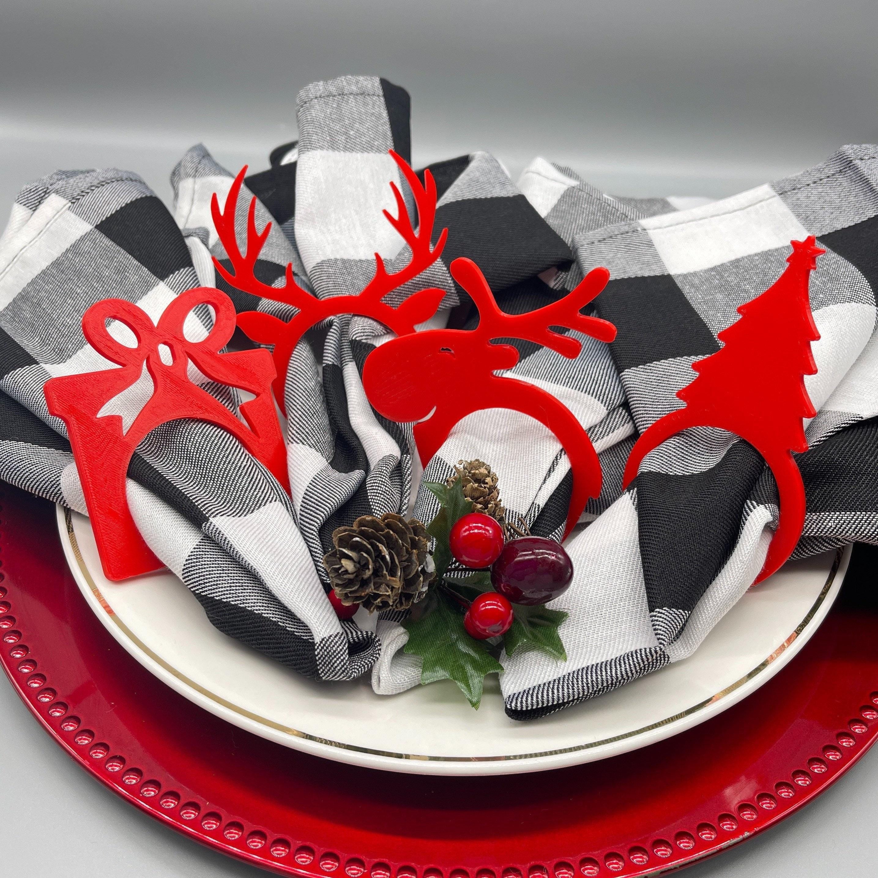 Set of 4 Ring Napkin Holder, Christmas Nose Ring, Christmas Plate Decoration, Christmas Table Decoration, Winter