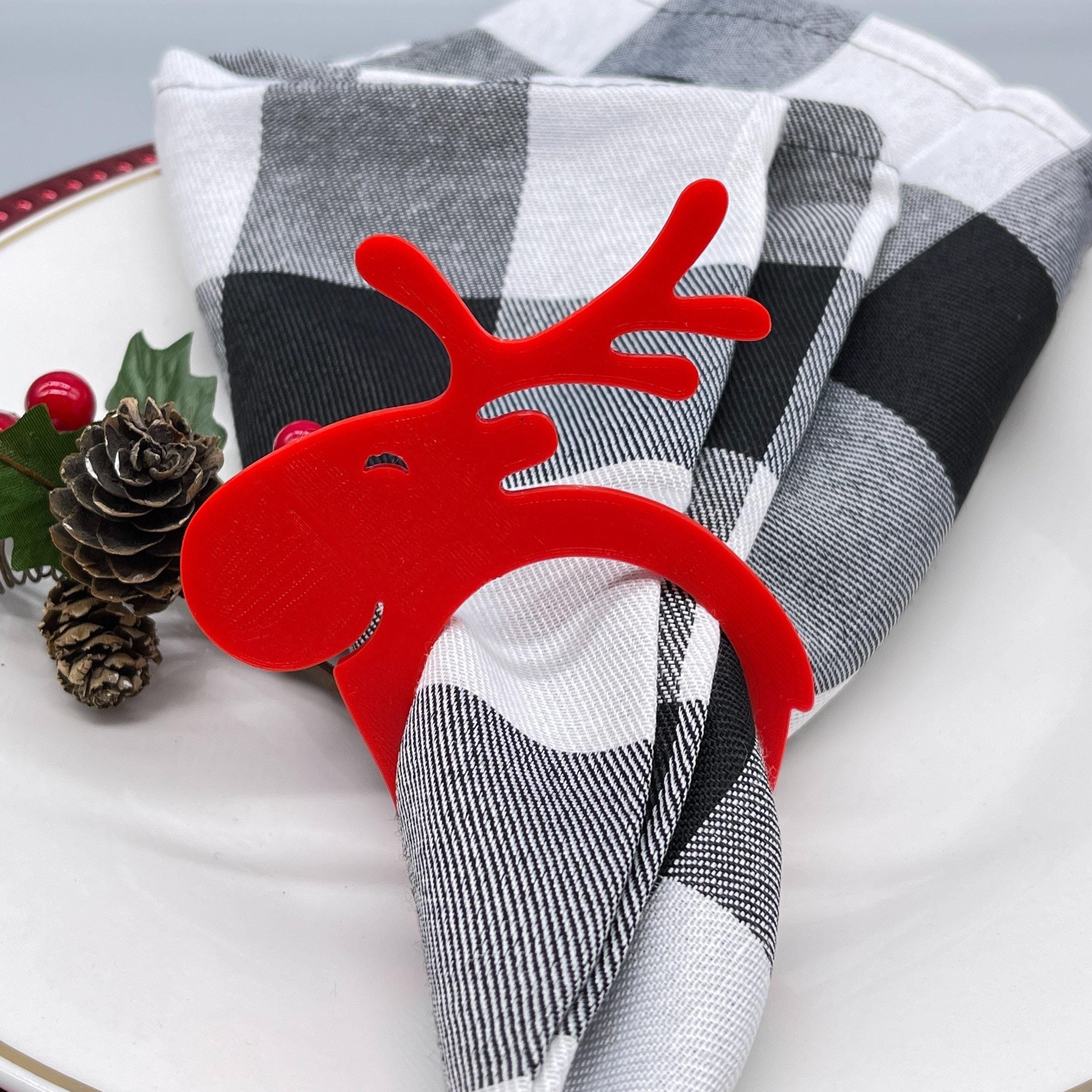 Set of 4 Ring Napkin Holder, Christmas Nose Ring, Christmas Plate Decoration, Christmas Table Decoration, Winter