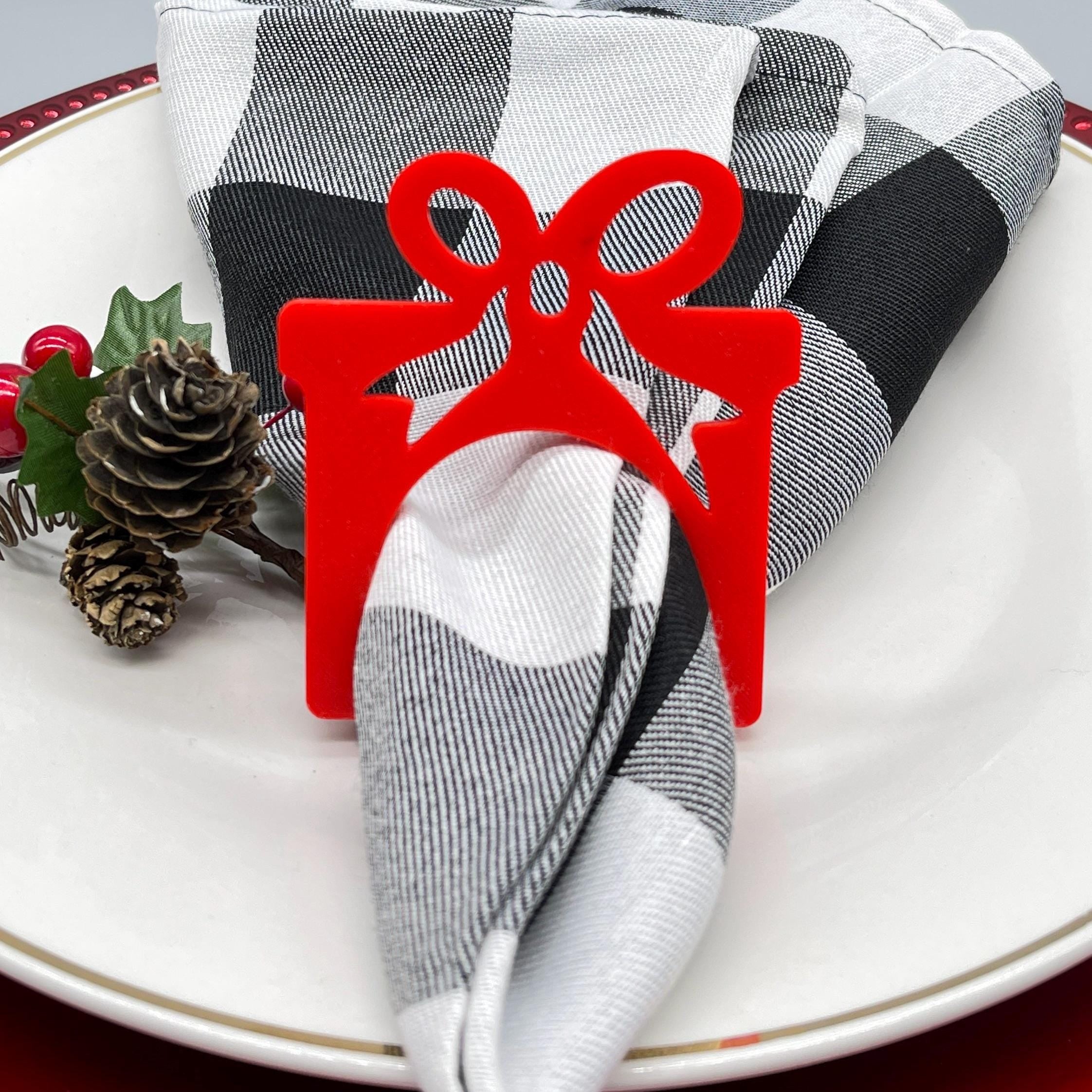 Set of 4 Ring Napkin Holder, Christmas Nose Ring, Christmas Plate Decoration, Christmas Table Decoration, Winter