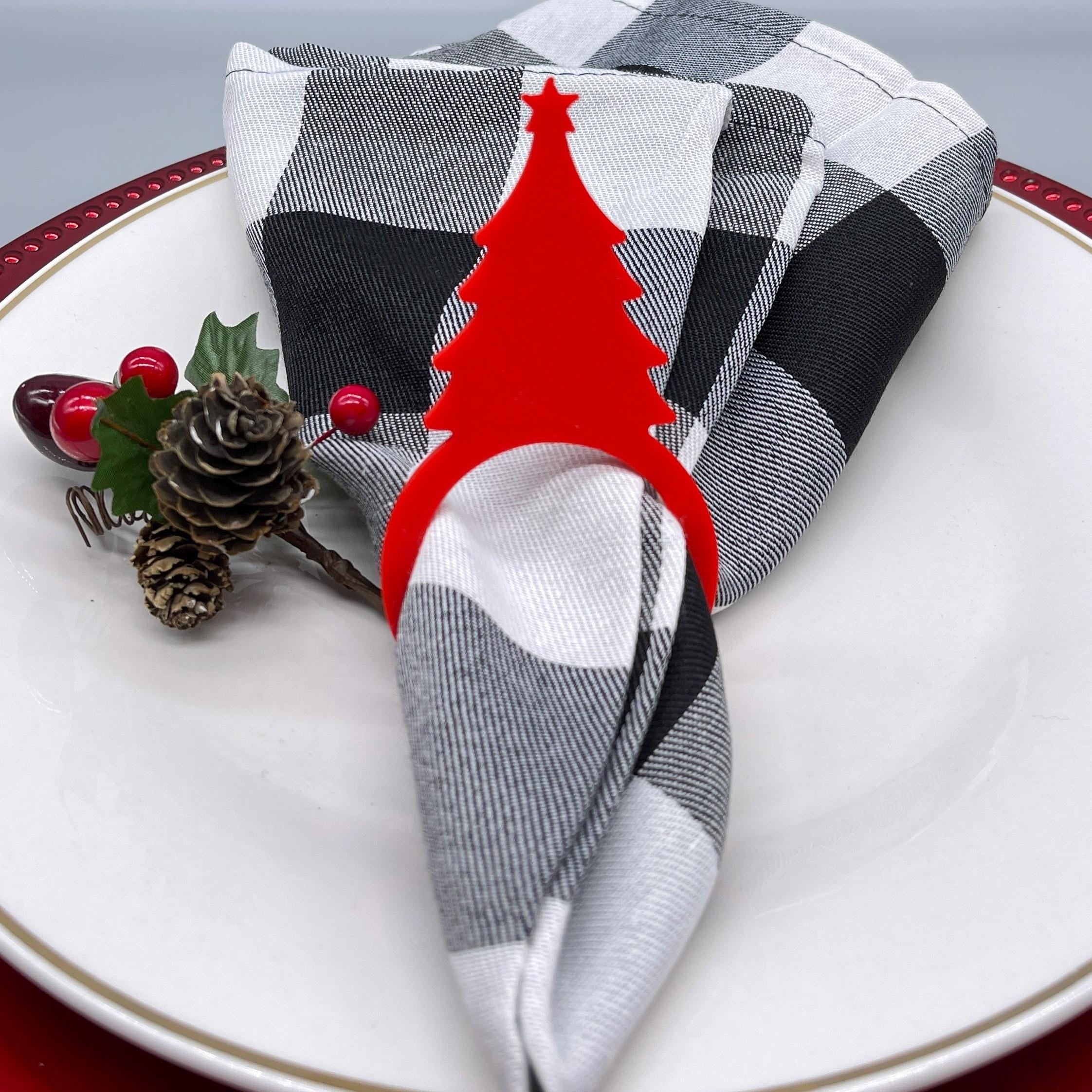 Set of 4 Ring Napkin Holder, Christmas Nose Ring, Christmas Plate Decoration, Christmas Table Decoration, Winter