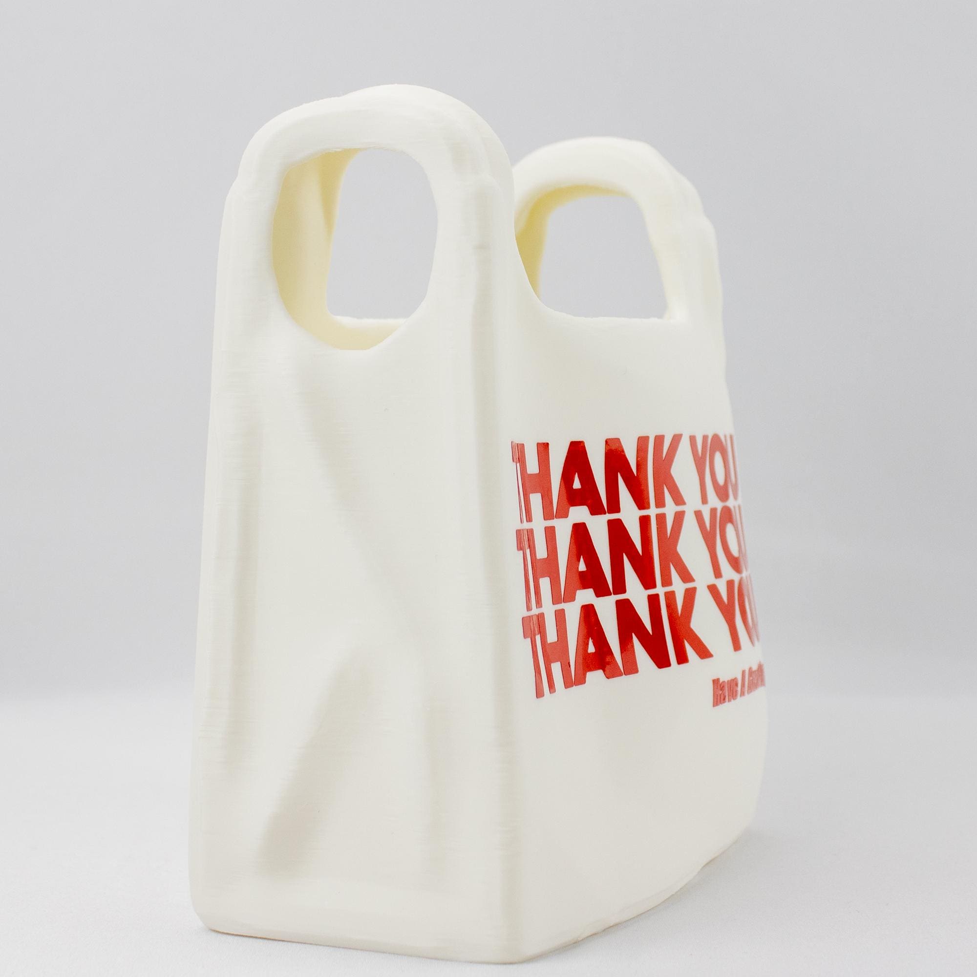 Reusable Grocery Bag Vase - "Thank You" Plastic Bag Flower Pot, Unique Home Decor, Funny Gift, Minimalist Storage, 3D Printed Flower vase