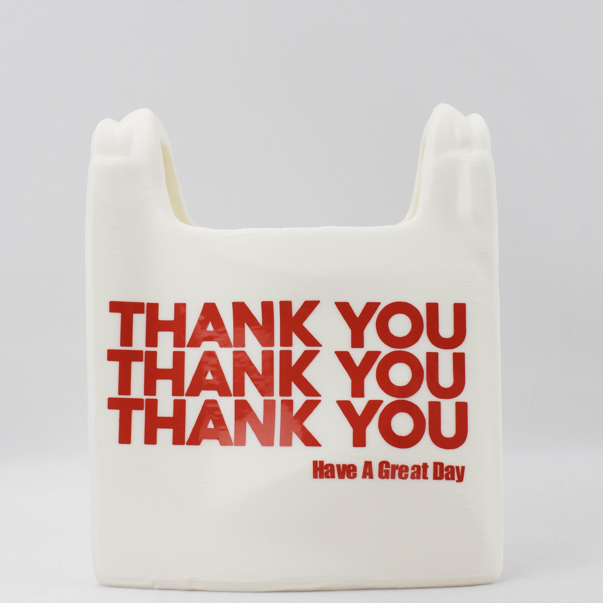 Reusable Grocery Bag Vase - "Thank You" Plastic Bag Flower Pot, Unique Home Decor, Funny Gift, Minimalist Storage, 3D Printed Flower vase