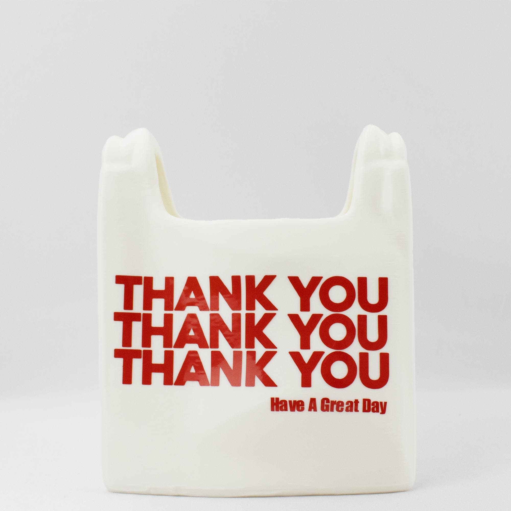Reusable Grocery Bag Vase - "Thank You" Plastic Bag Flower Pot, Unique Home Decor, Funny Gift, Minimalist Storage, 3D Printed Flower vase