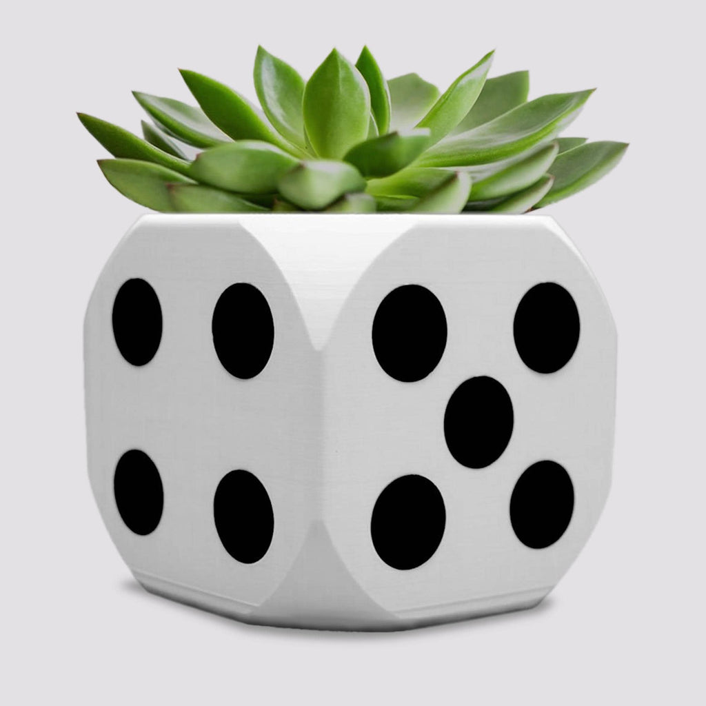 Dice succulent planter with drainage holes 4 inch, 3D printed planter, valentine home decor, Flowerpot Home Decor