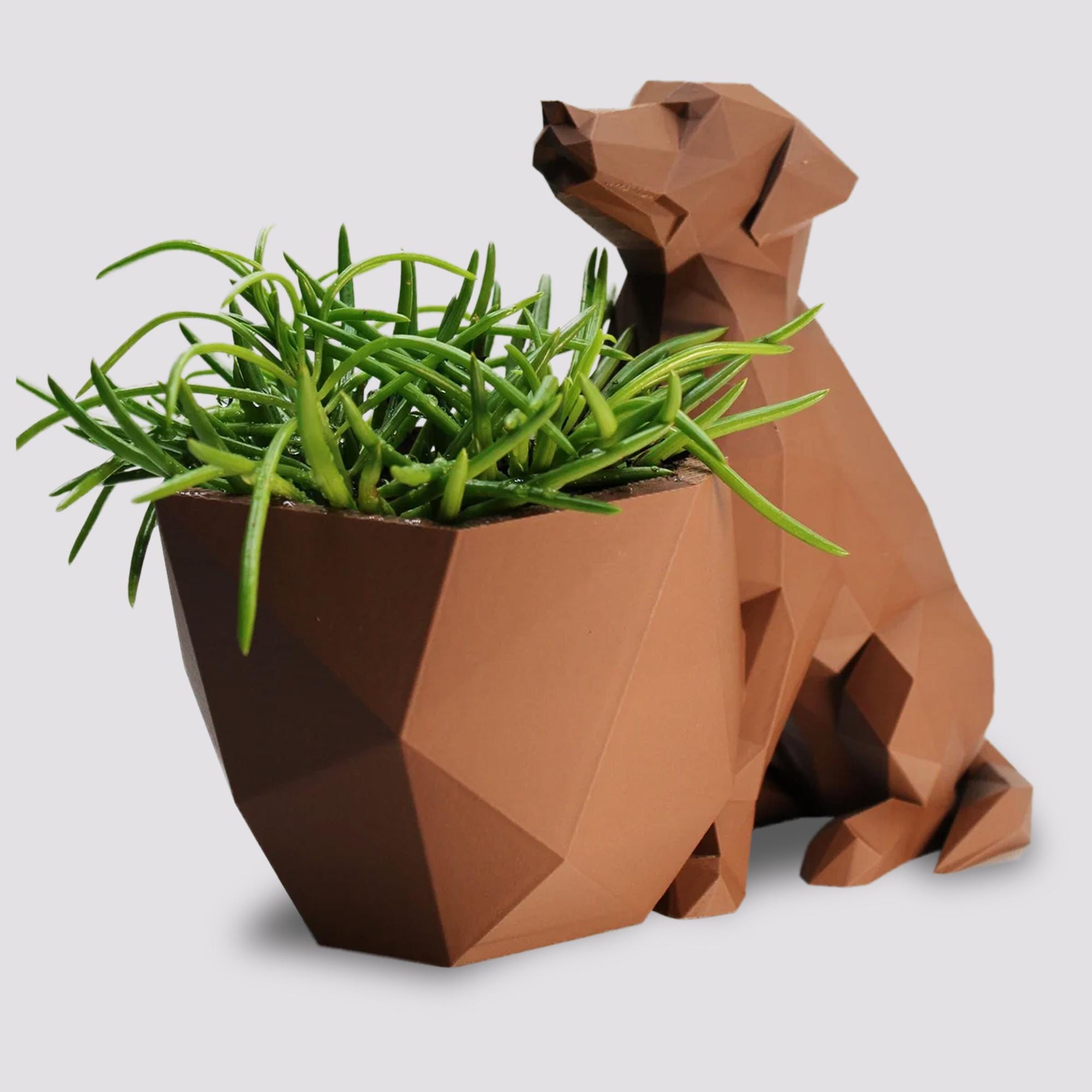 Paper planter pot Low Poly Polygonal Haven in the Form of an Dog - 3D Printed Planter with Drainage - Plant Lovers Gift - Indoor Planters