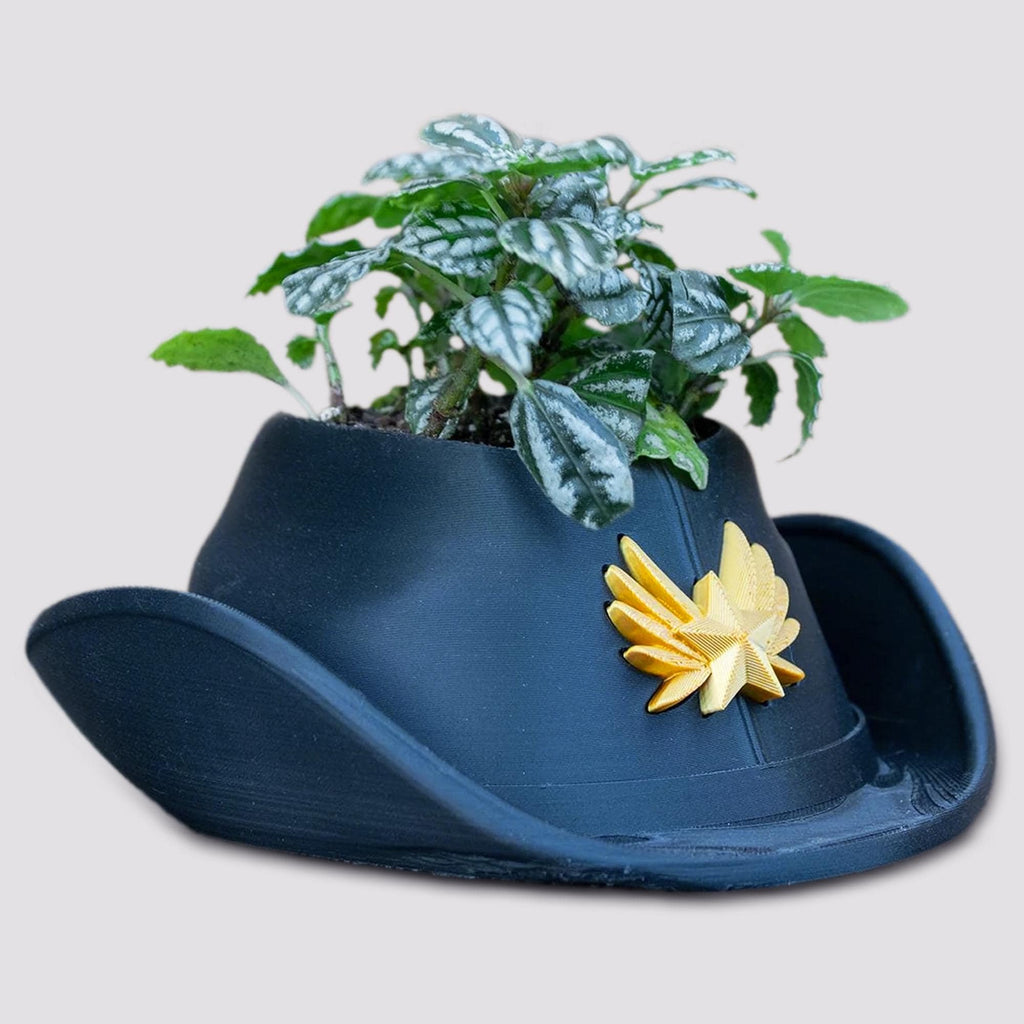 Cowboy Hat Planter Pot whit drain tray - Home Decoration - Pots With Drainage - Decor - Gift for Her - Succulent planter- 3D printed planter