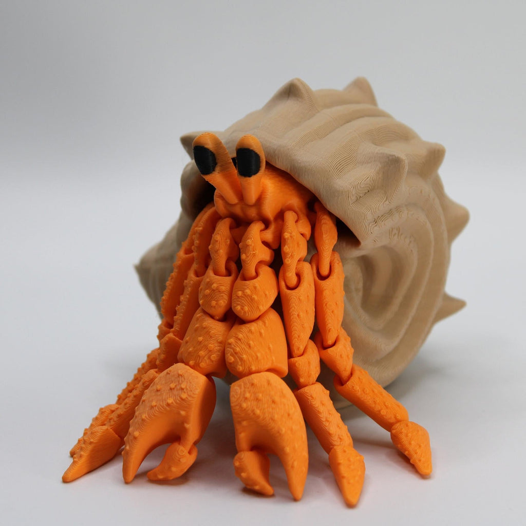 Hermit Crab Flexible 3D Print, Home Decore with our Flexible and Posable HermitCrab, office decorator 3D printed - Articulated Hermit Crab