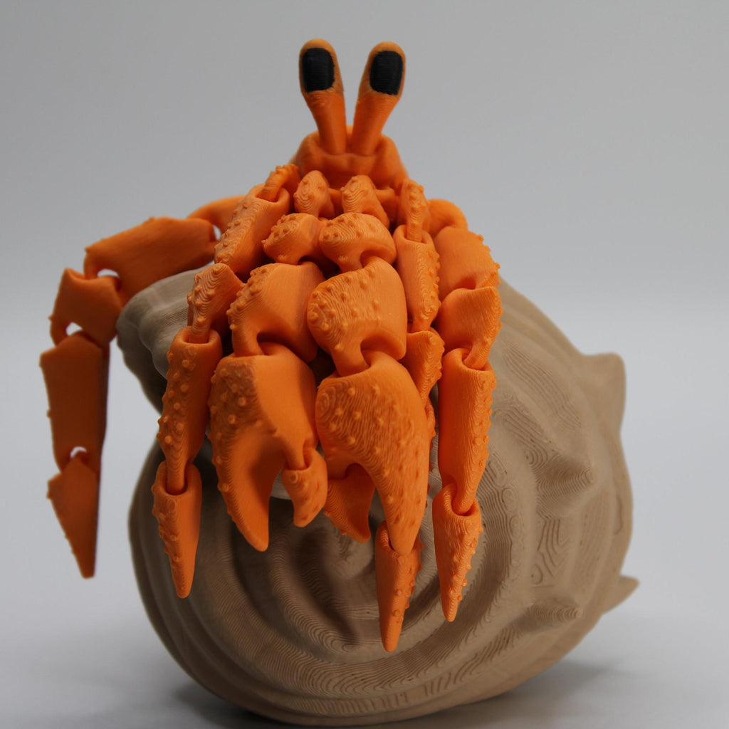 Hermit Crab Flexible 3D Print, Home Decore with our Flexible and Posable HermitCrab, office decorator 3D printed - Articulated Hermit Crab