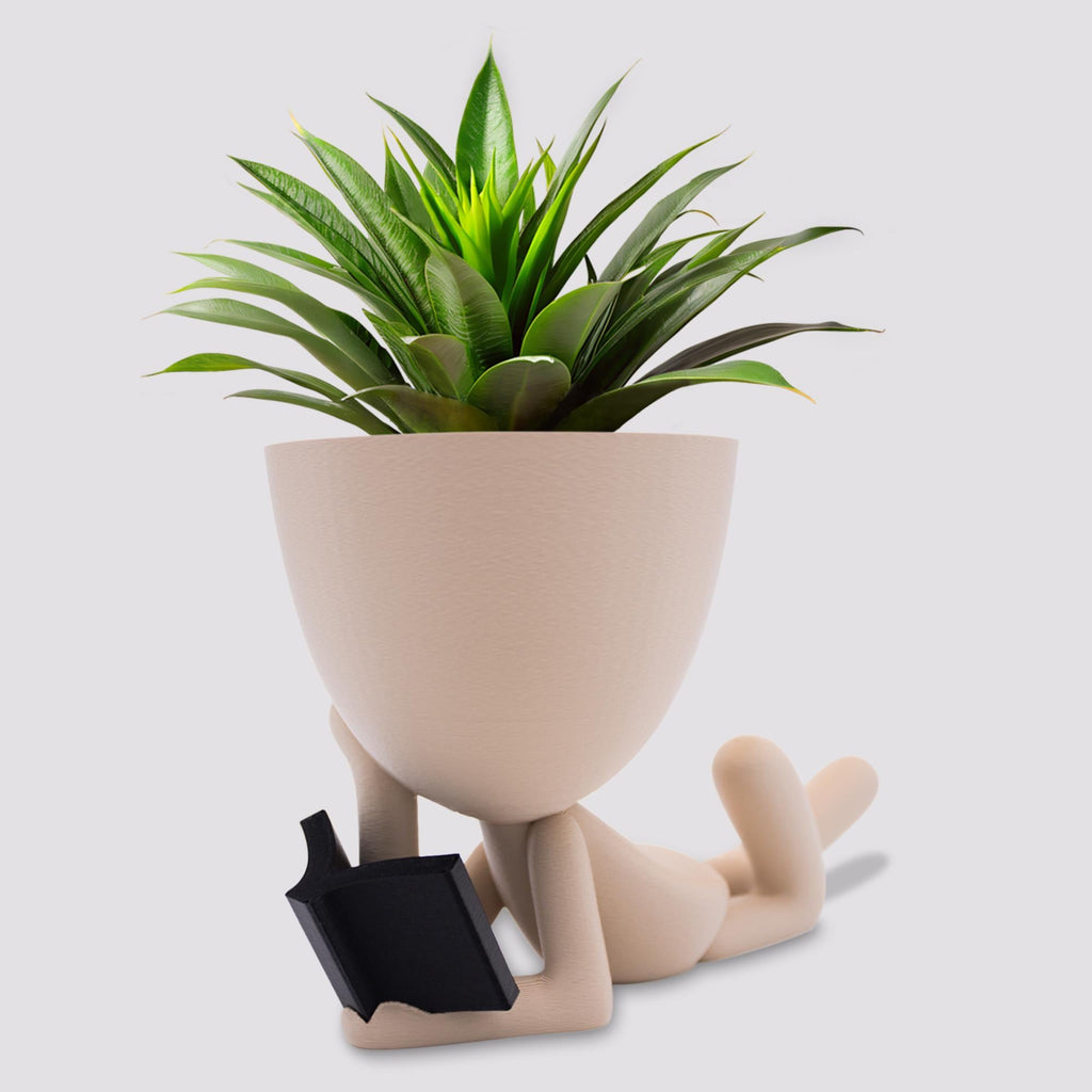 People Planter Book Reader - Pots With Drainage - People Planter pot - Suculenta Planter - Book Ends - Plant Pot Gift Reading Book