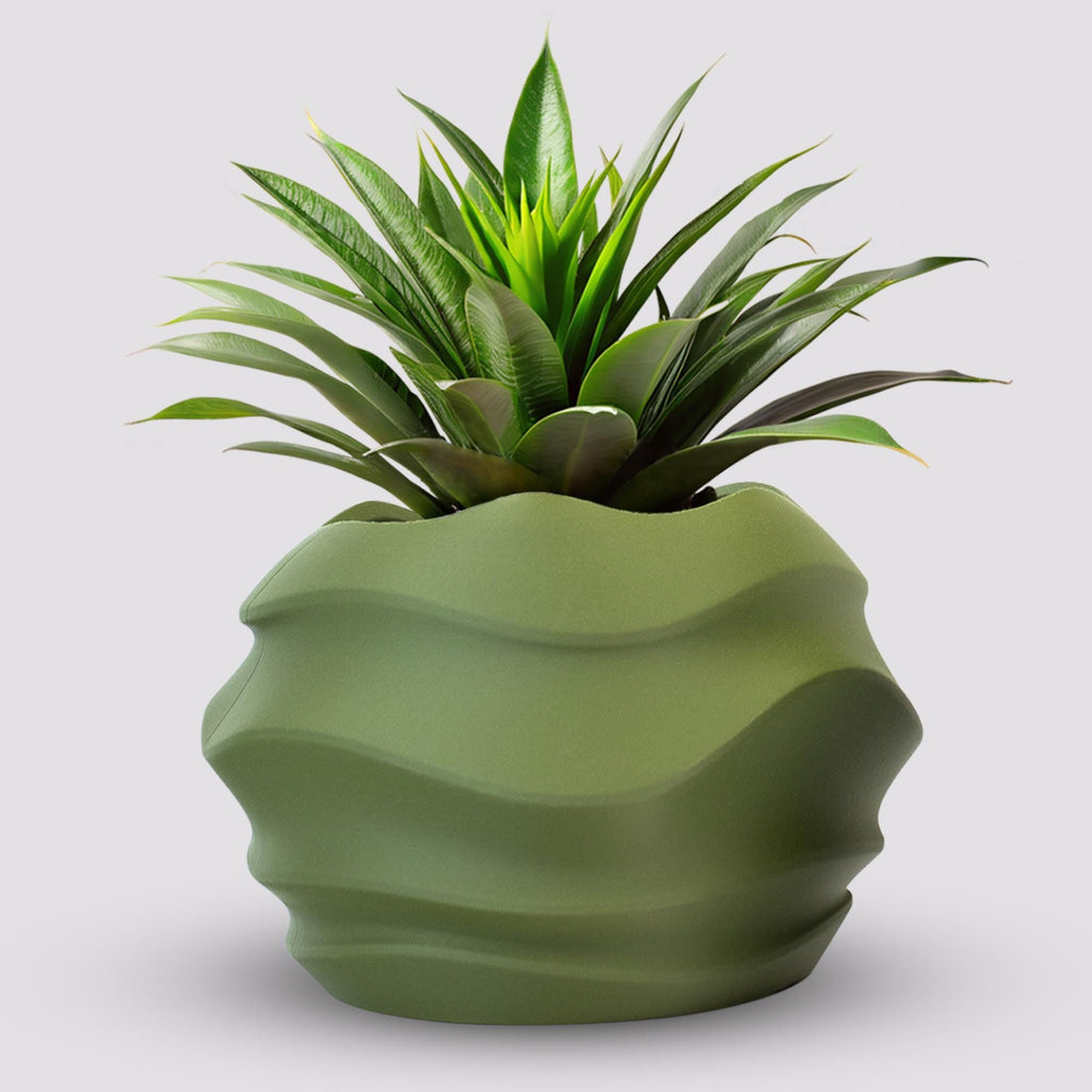 Modern wavy planter pot With Drainage hole - Plant Pot for Houseplants -  3D Printed planter -  Gardening Gift - Minimalist planter