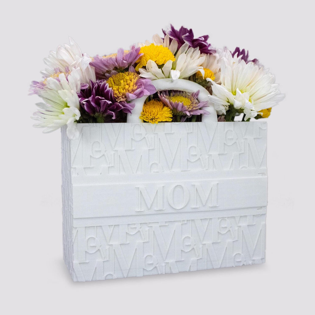 Mom Tote Bag Vase for Blooming Bouquets - Flower Vase - Flower Pot Home Decoration- 3D Printed- Handbags for flowers- Mom Gift