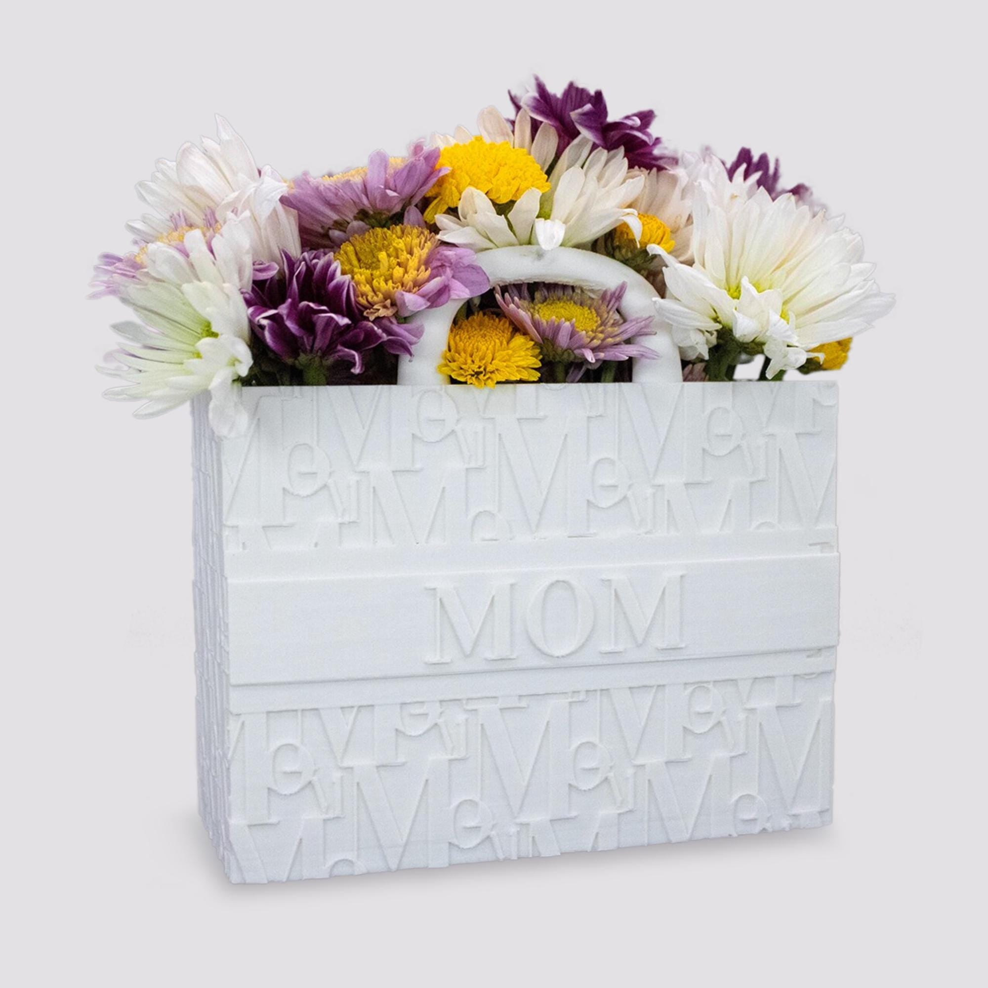 Mom Tote Bag Vase for Blooming Bouquets - Flower Vase - Flower Pot Home Decoration- 3D Printed- Handbags for flowers- Mom Gift